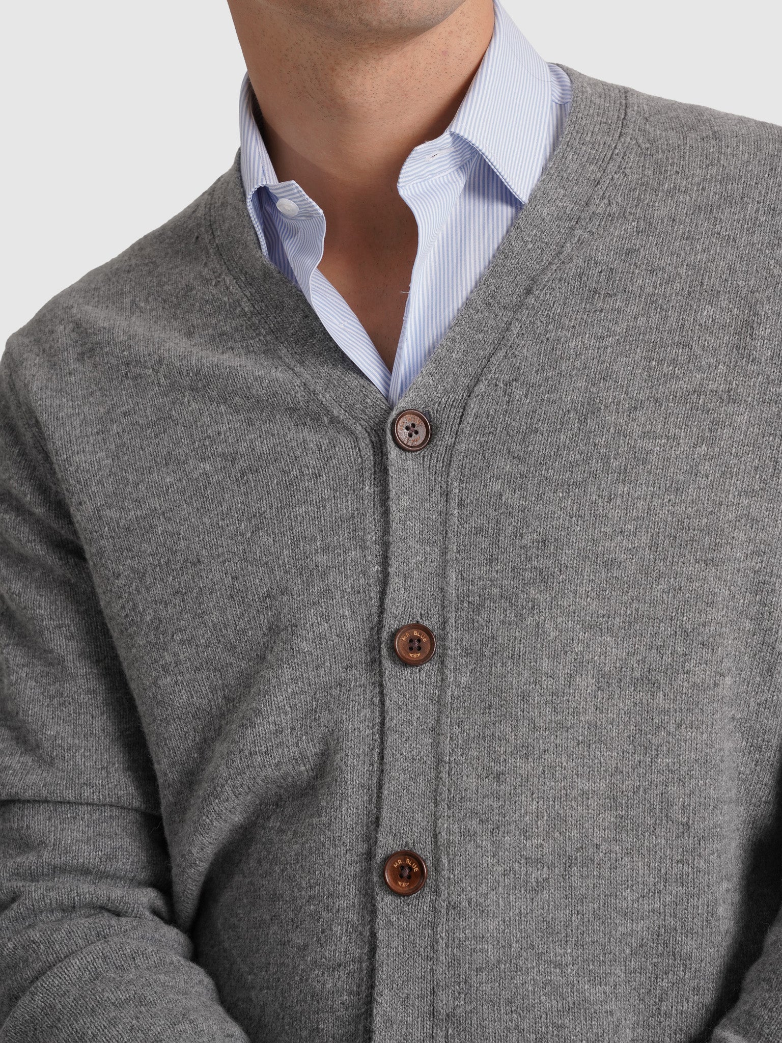 PULLOVER LÃ CINZENTO MANGA COMPRIDA REGULAR FIT MR. BLUE