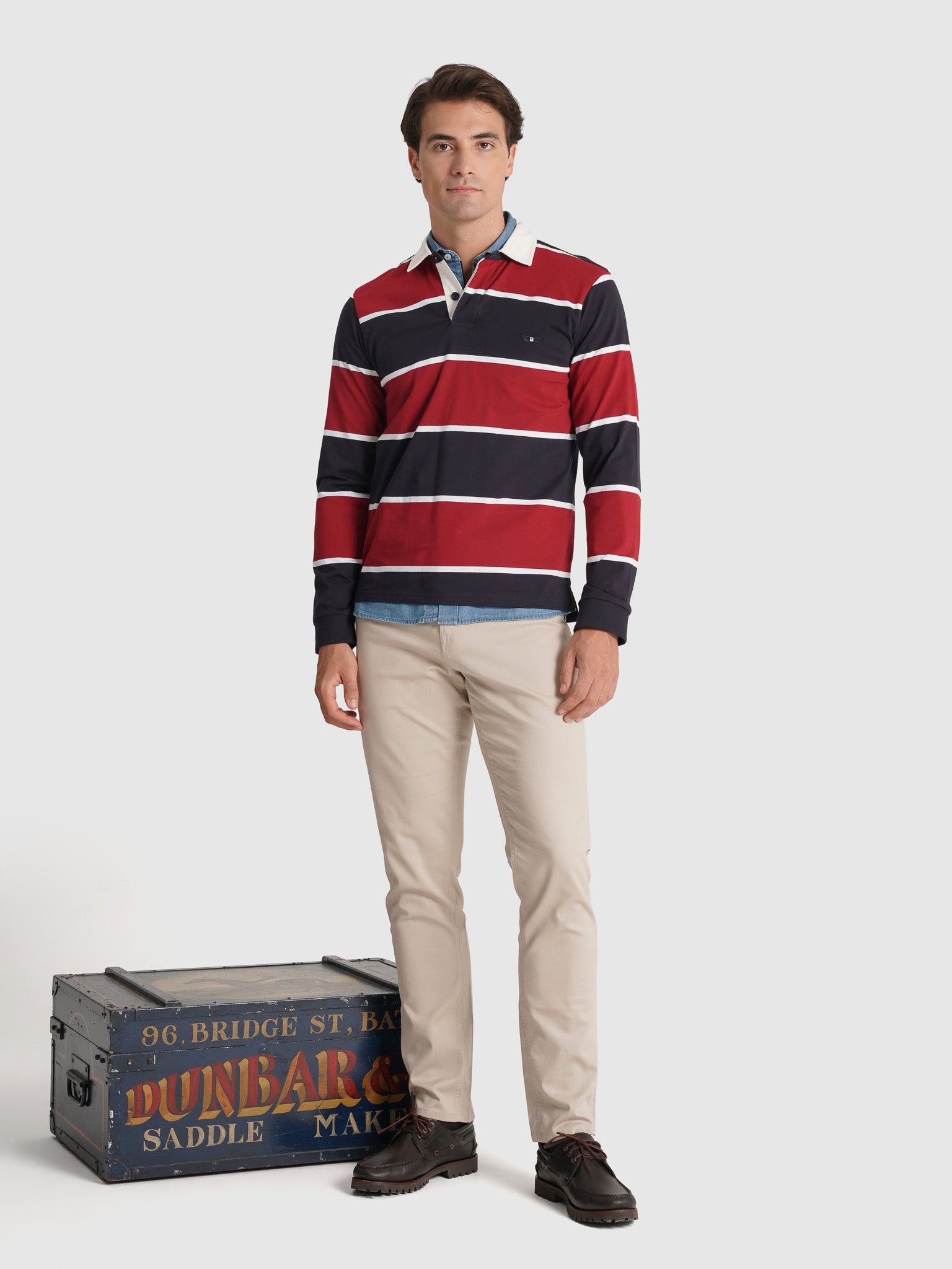 RUGBIE ALGODÃO AZUL MANGA COMPRIDA REGULAR FIT MR. BLUE