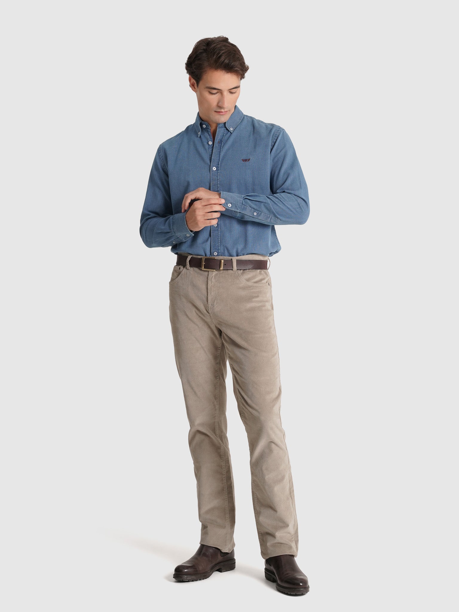 CAMISA ALGODÃO AZUL MANGA COMPRIDA REGULAR FIT MR. BLUE