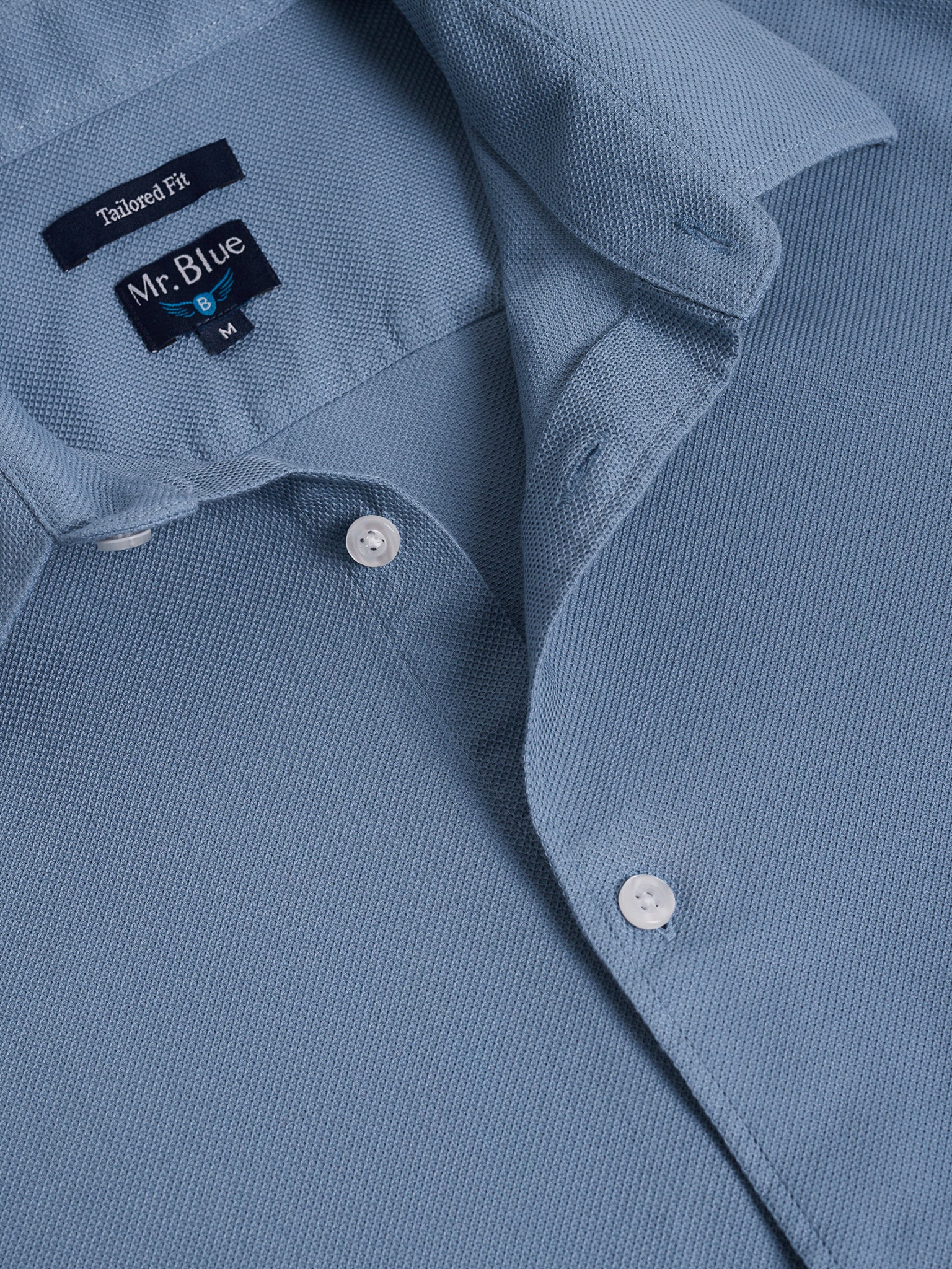 CAMISA ALGODÃO AZUL MANGA COMPRIDA TAILORED FIT MR. BLUE