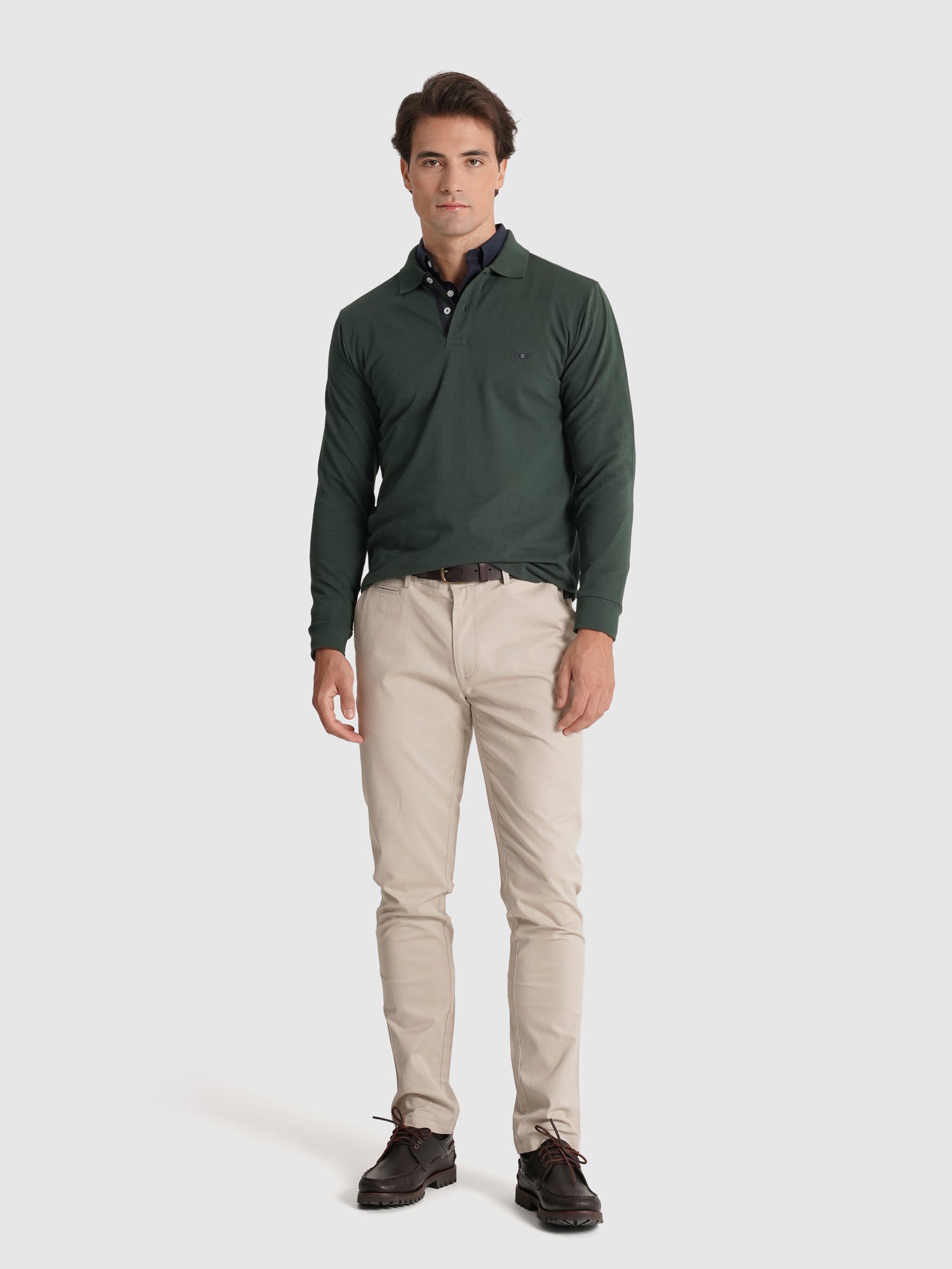 POLO ALGODÃO VERDE MANGA COMPRIDA REGULAR FIT MR. BLUE