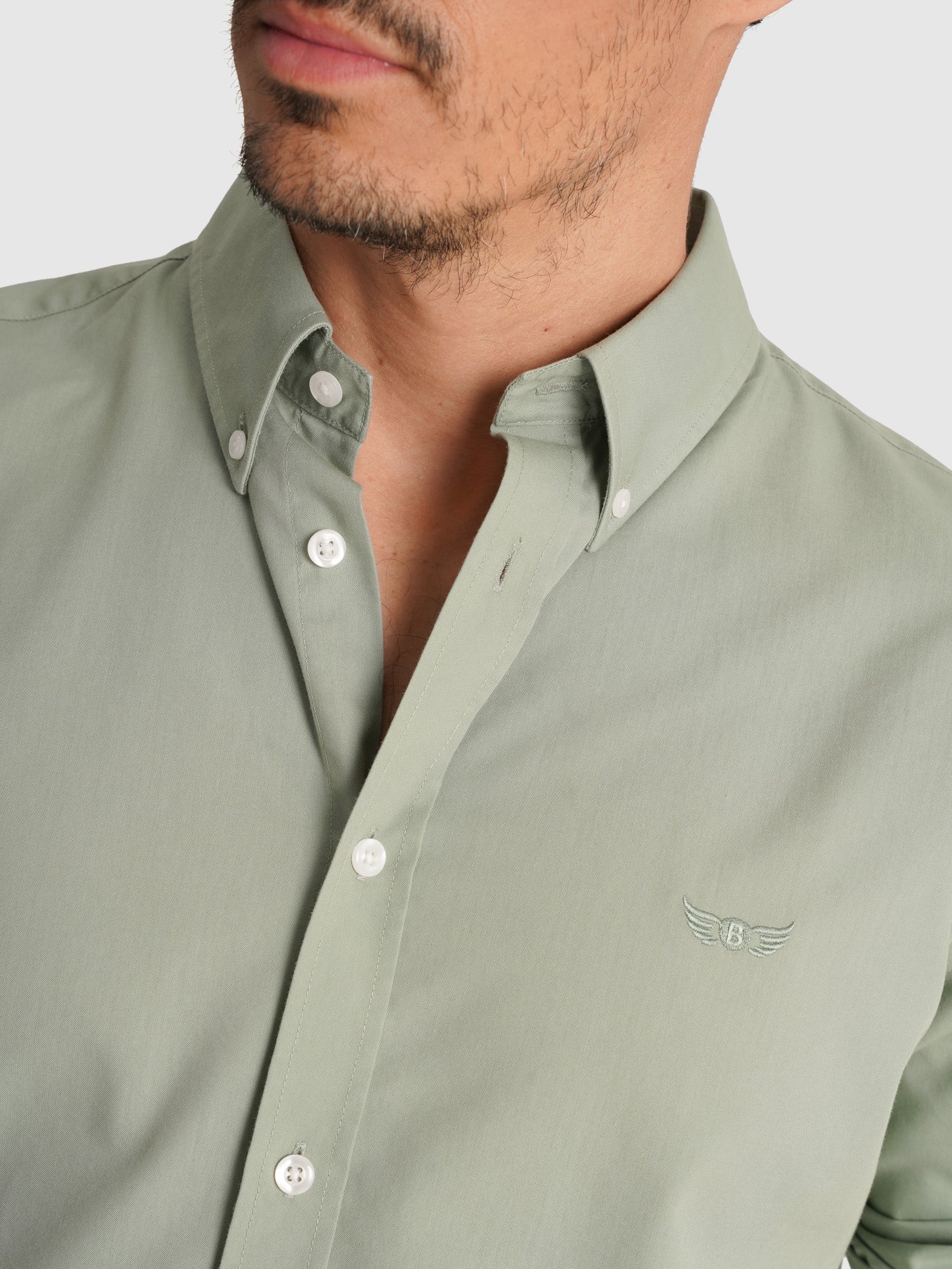 CAMISA ALGODÃO VERDE MANGA COMPRIDA REGULAR FIT MR. BLUE