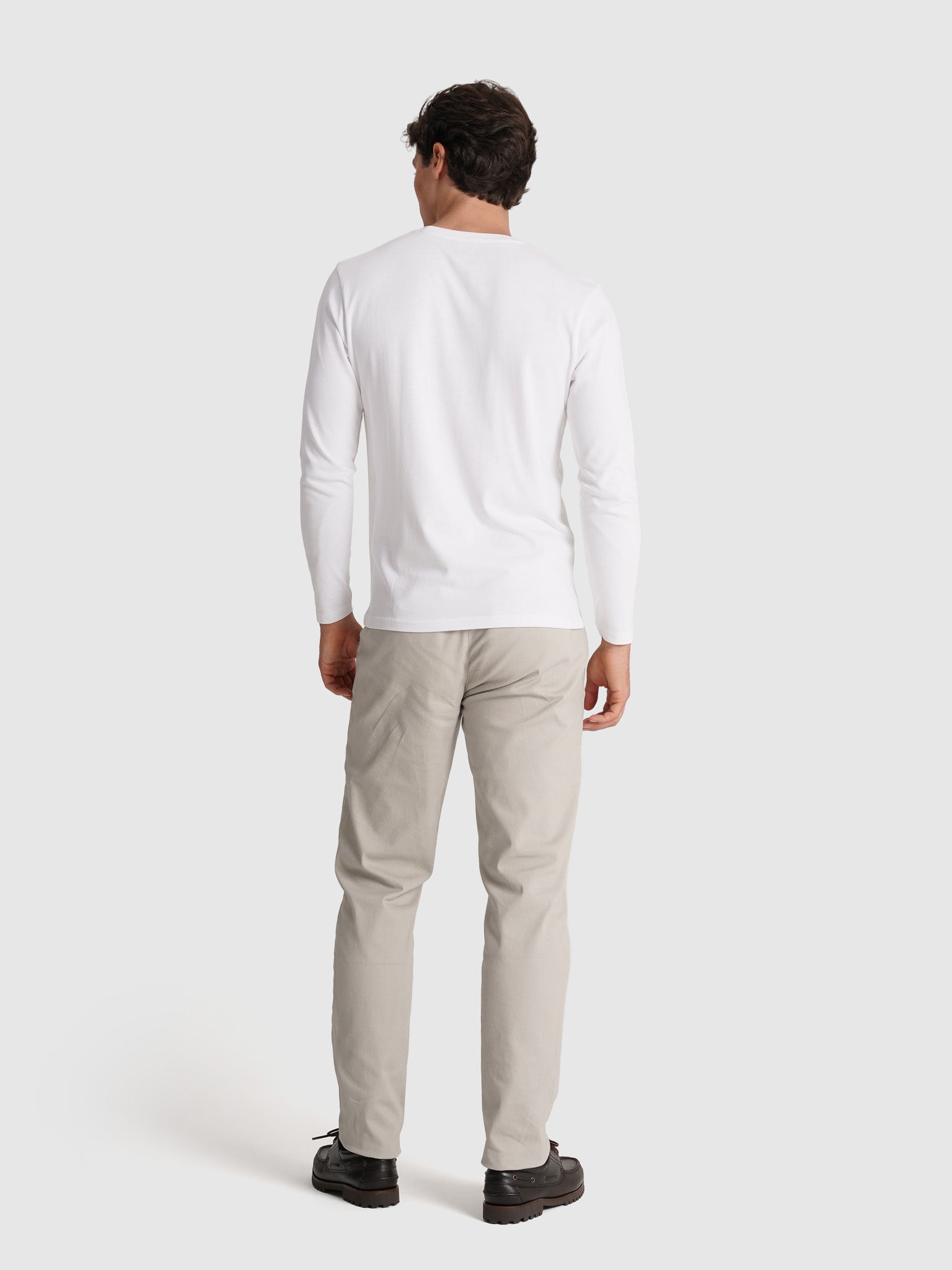 CAMISETA DE ALGODÓN BLANCA MANGA LARGA REGULAR FIT MR. AZUL