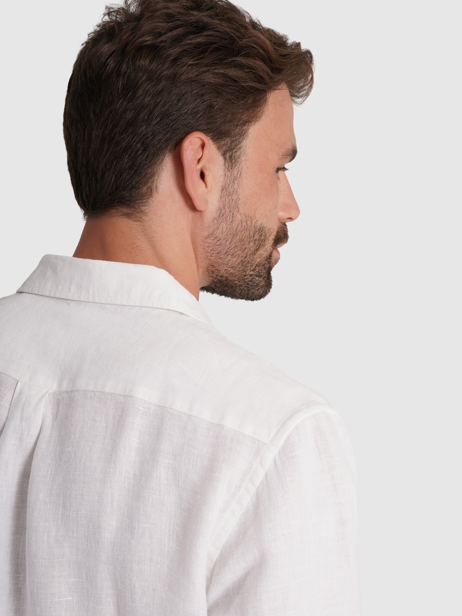 Camisa Linho Branca Manga Comprida Tailored Fit Mr. Blue