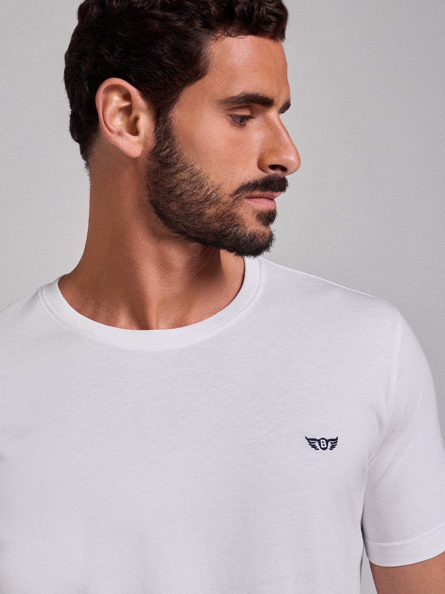 T-SHIRT ALGODÃO BRANCA MANGA CURTA REGULAR FIT MR. BLUE