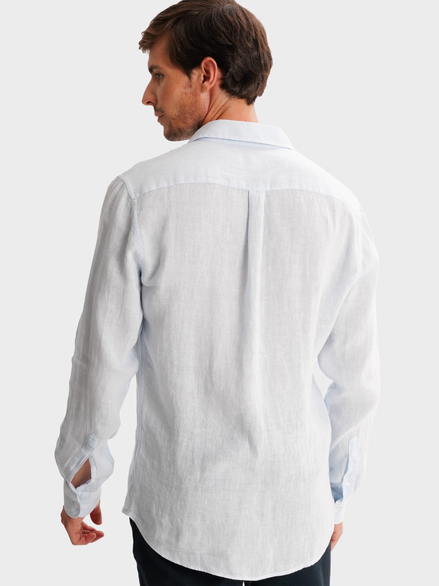 CAMISA LINO AZUL MANGA LARGA SASTRERÍA MARK BELLUCCI