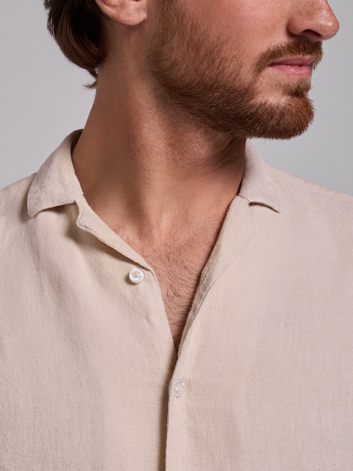 CAMISA LINO BEIGE MANGA CORTA REGULAR FIT MARK BELLUCCI