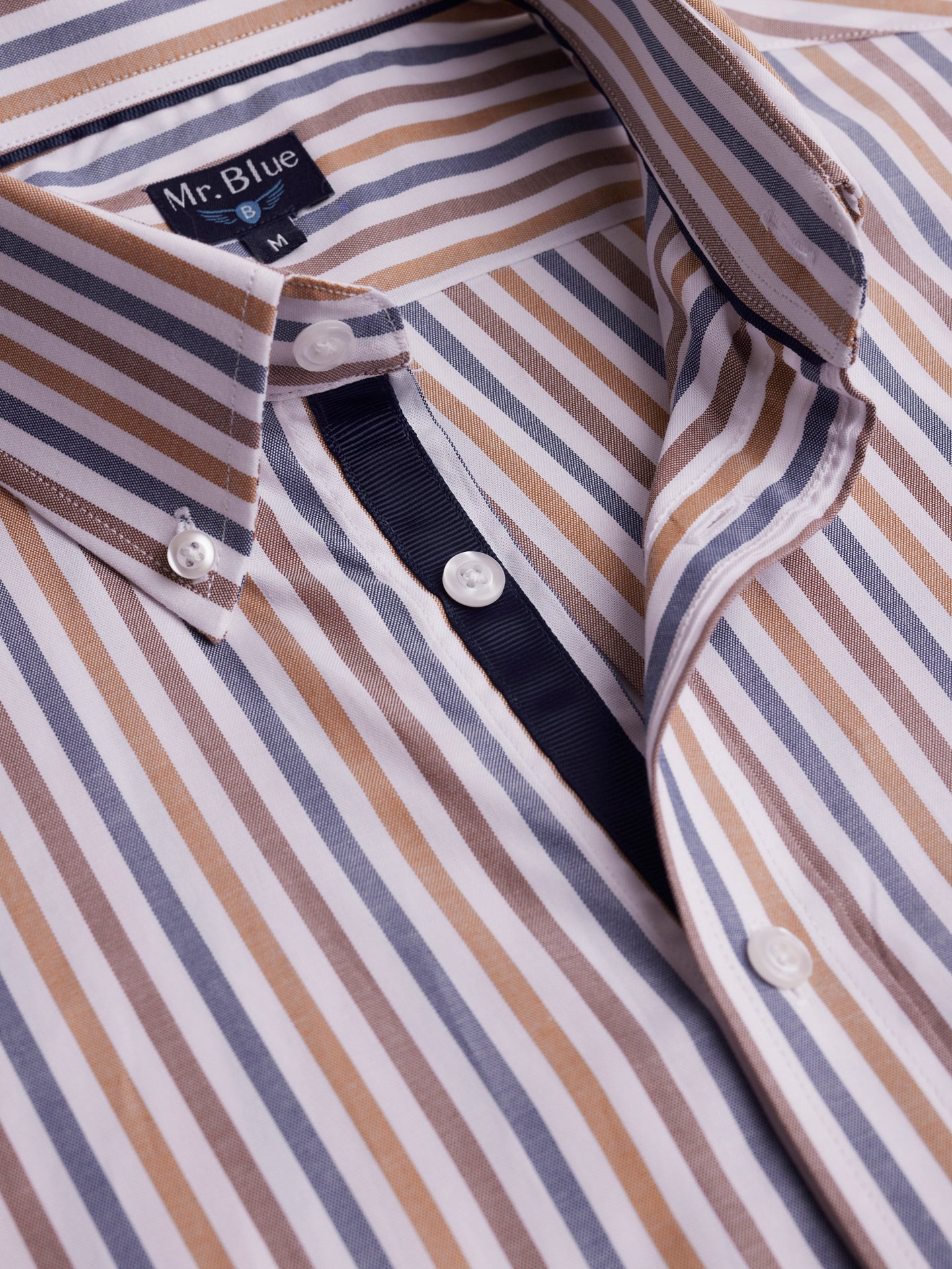 BROWN COTTON SHIRT LONG SLEEVE REGULAR FIT MR. BLUE