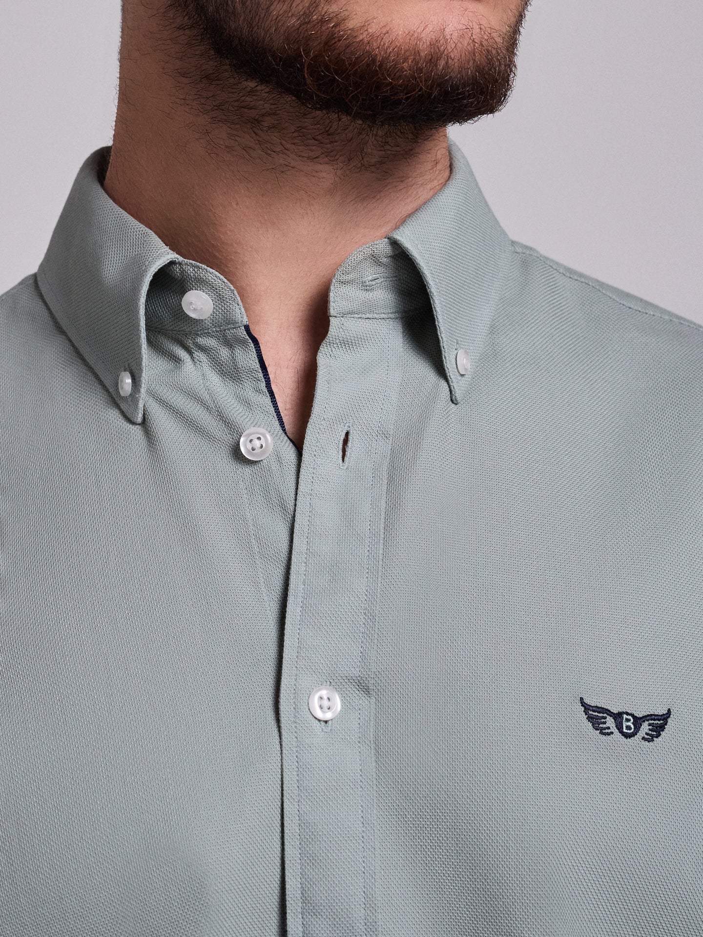 CAMISA ALGODÃO VERDE MANGA COMPRIDA REGULAR FIT MR. BLUE