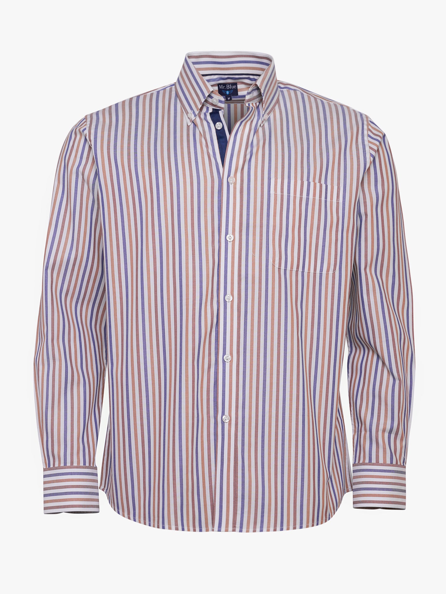 BROWN COTTON SHIRT LONG SLEEVE REGULAR FIT MR. BLUE