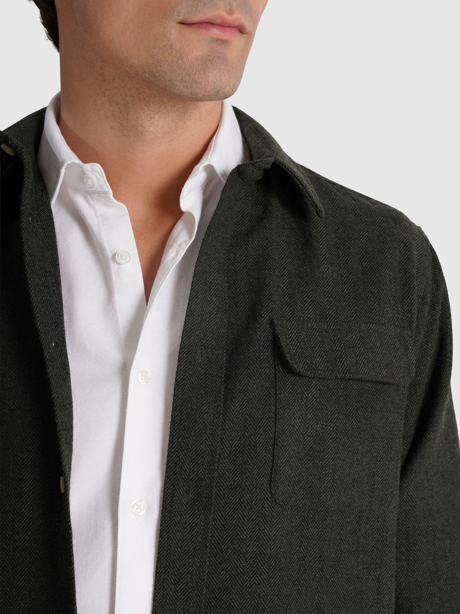 Sobrecamisa Lã Verde Manga Comprida Regular Fit Mr. Blue