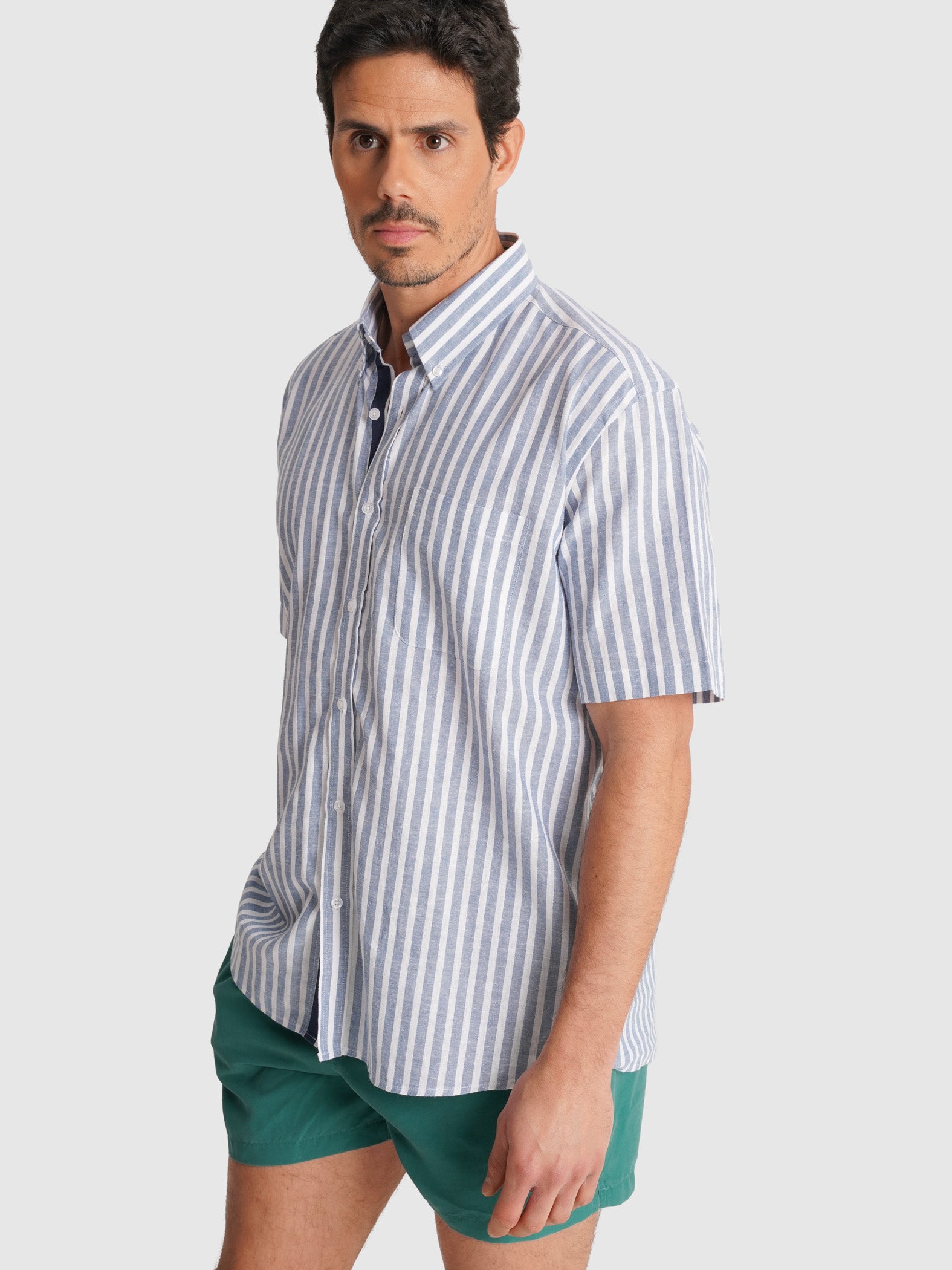 CAMISA AZUL MANGA CURTA REGULAR FIT MR. BLUE