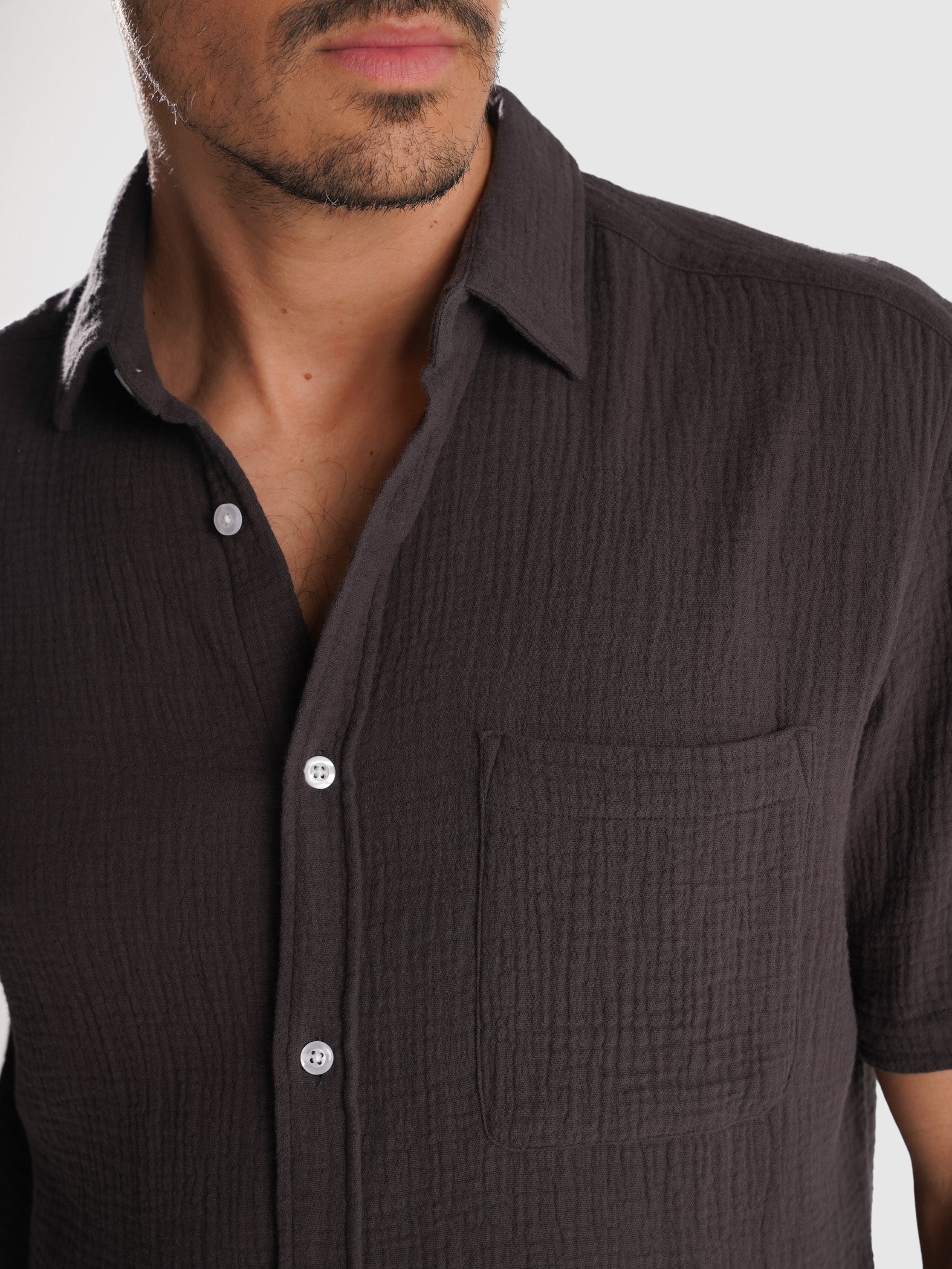 CAMISA CINZENTA MANGA CURTA REGULAR FIT MR. BLUE