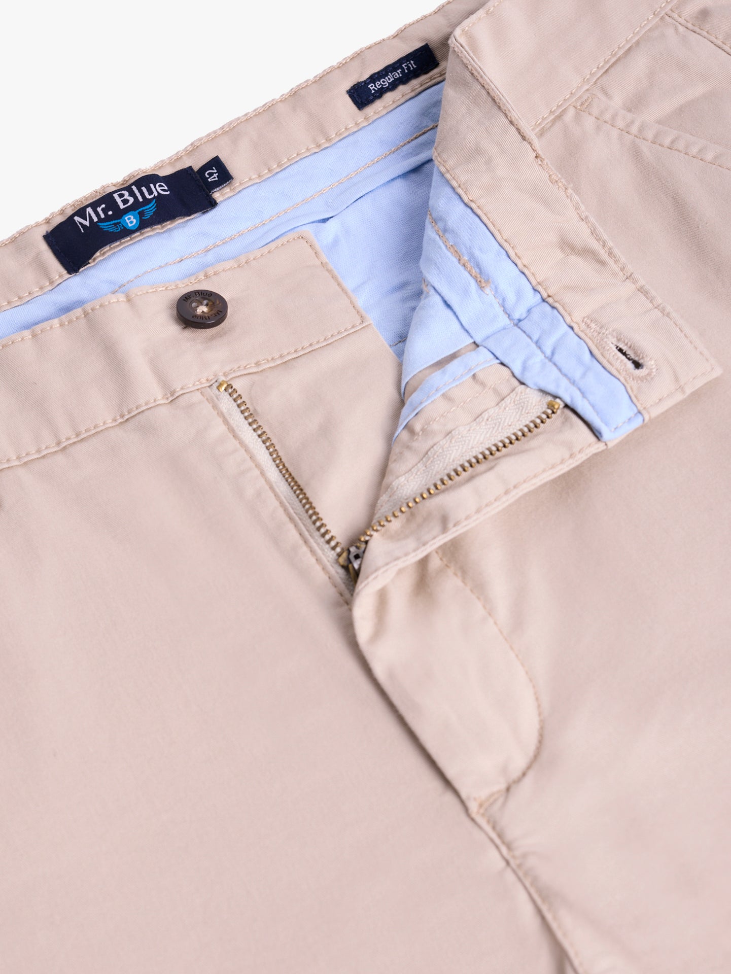 Calça Algodão Beges Regular Fit Mr. Blue