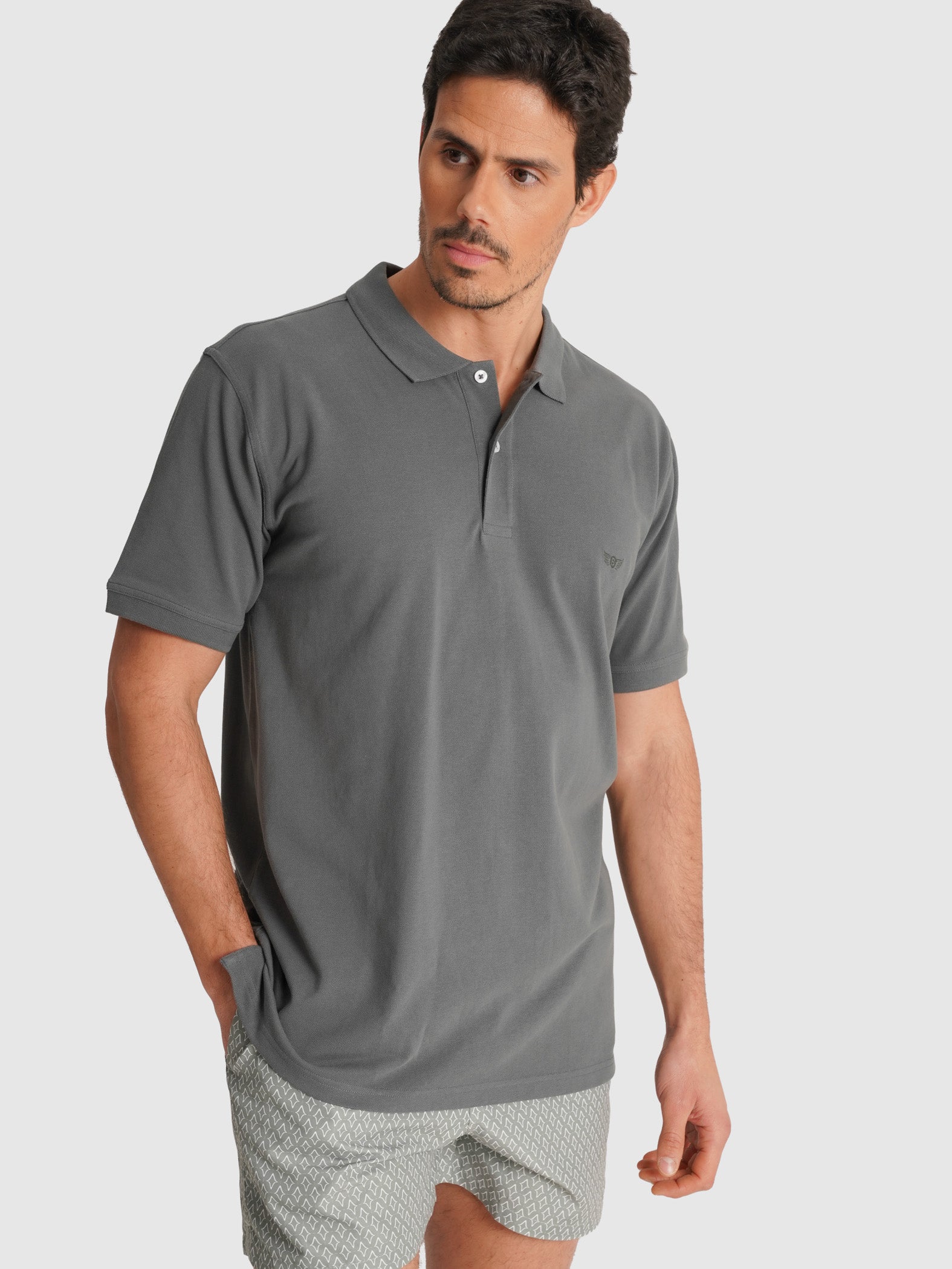 POLO PIQUET CINZENTO MANGA CURTA TAILORED FIT MR. BLUE