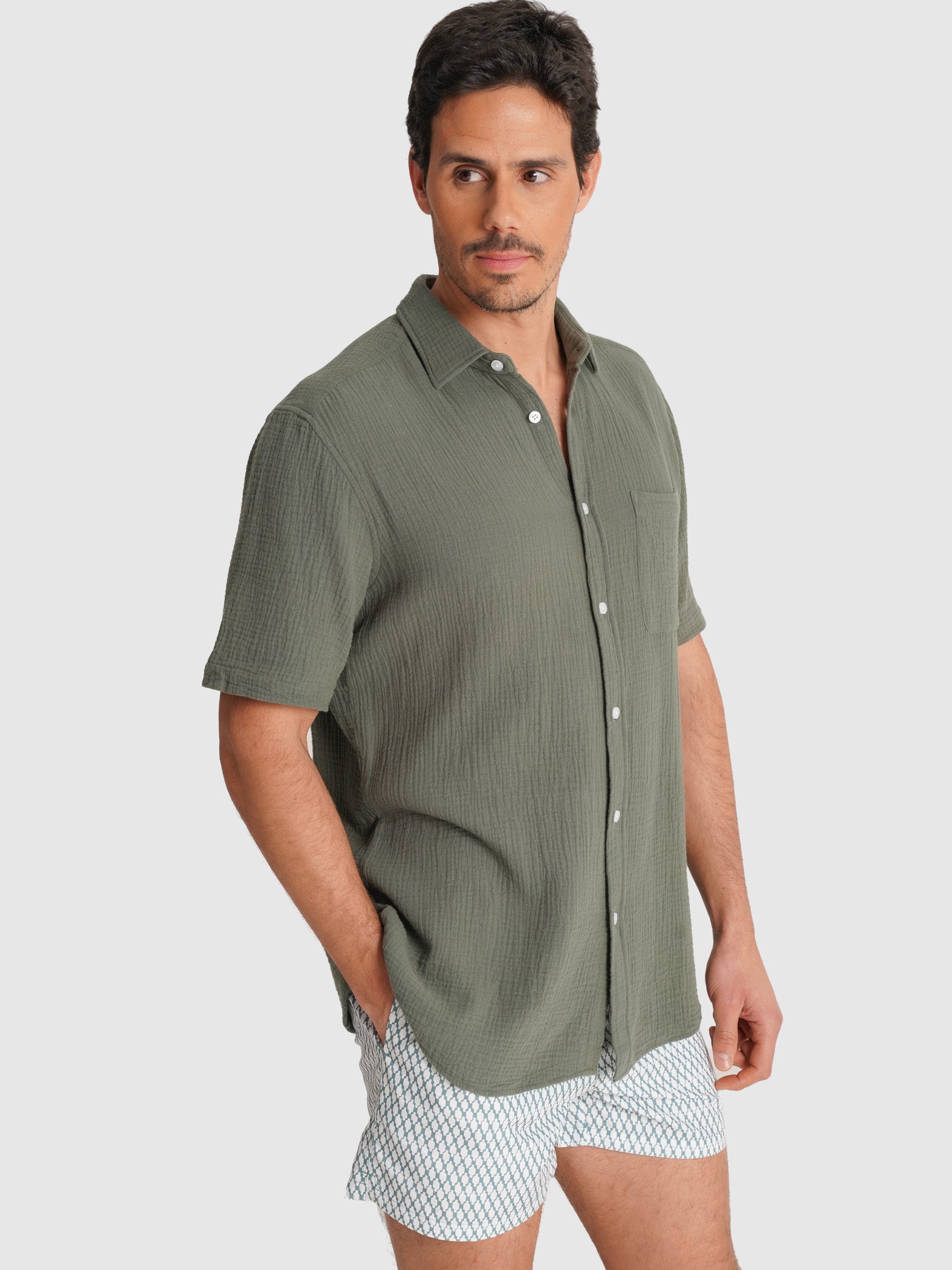 CAMISA VERDE MANGA CURTA REGULAR FIT MR. BLUE