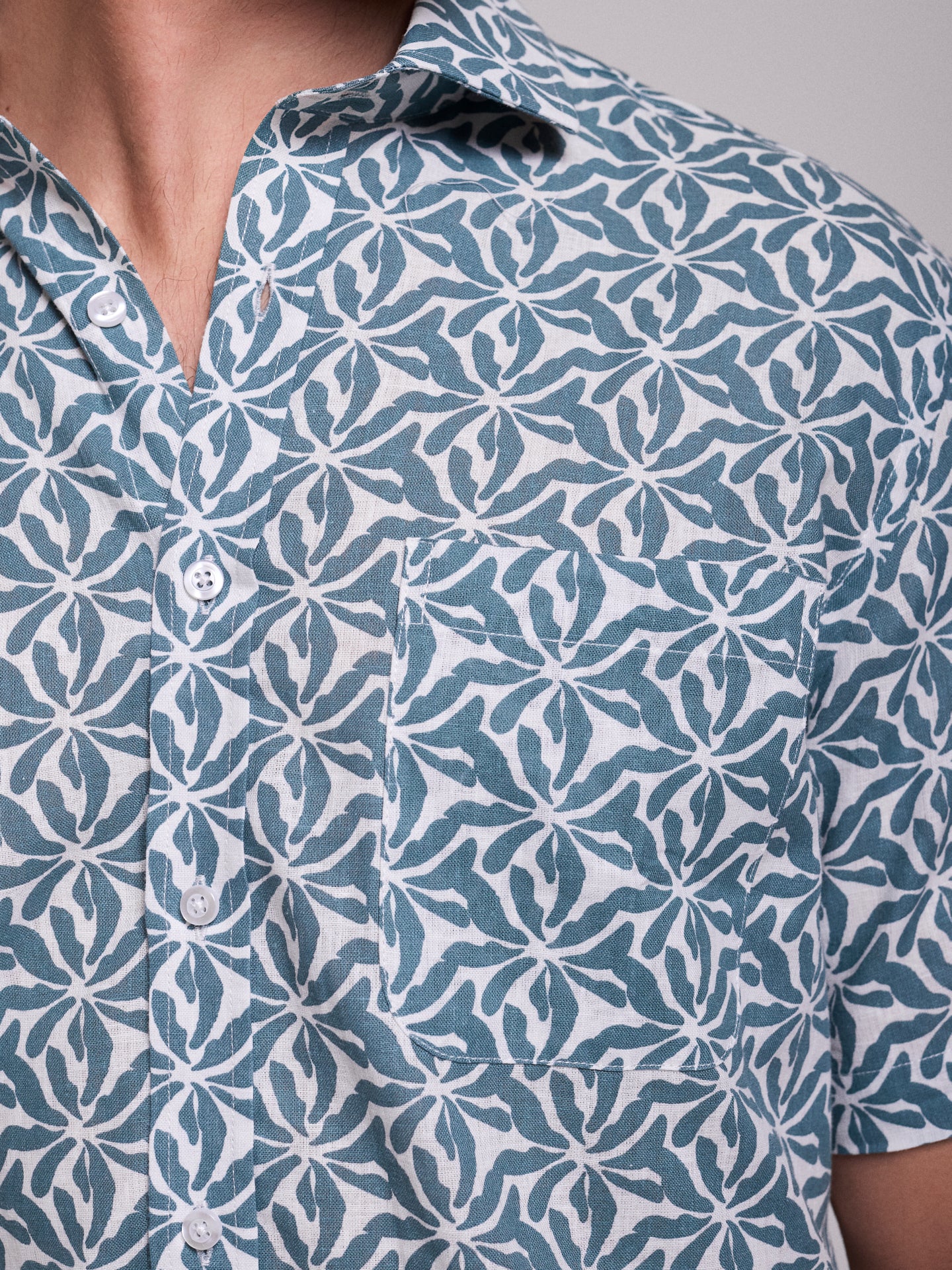 CAMISA LINO VERDE MANGA CORTA REGULAR FIT MR. AZUL