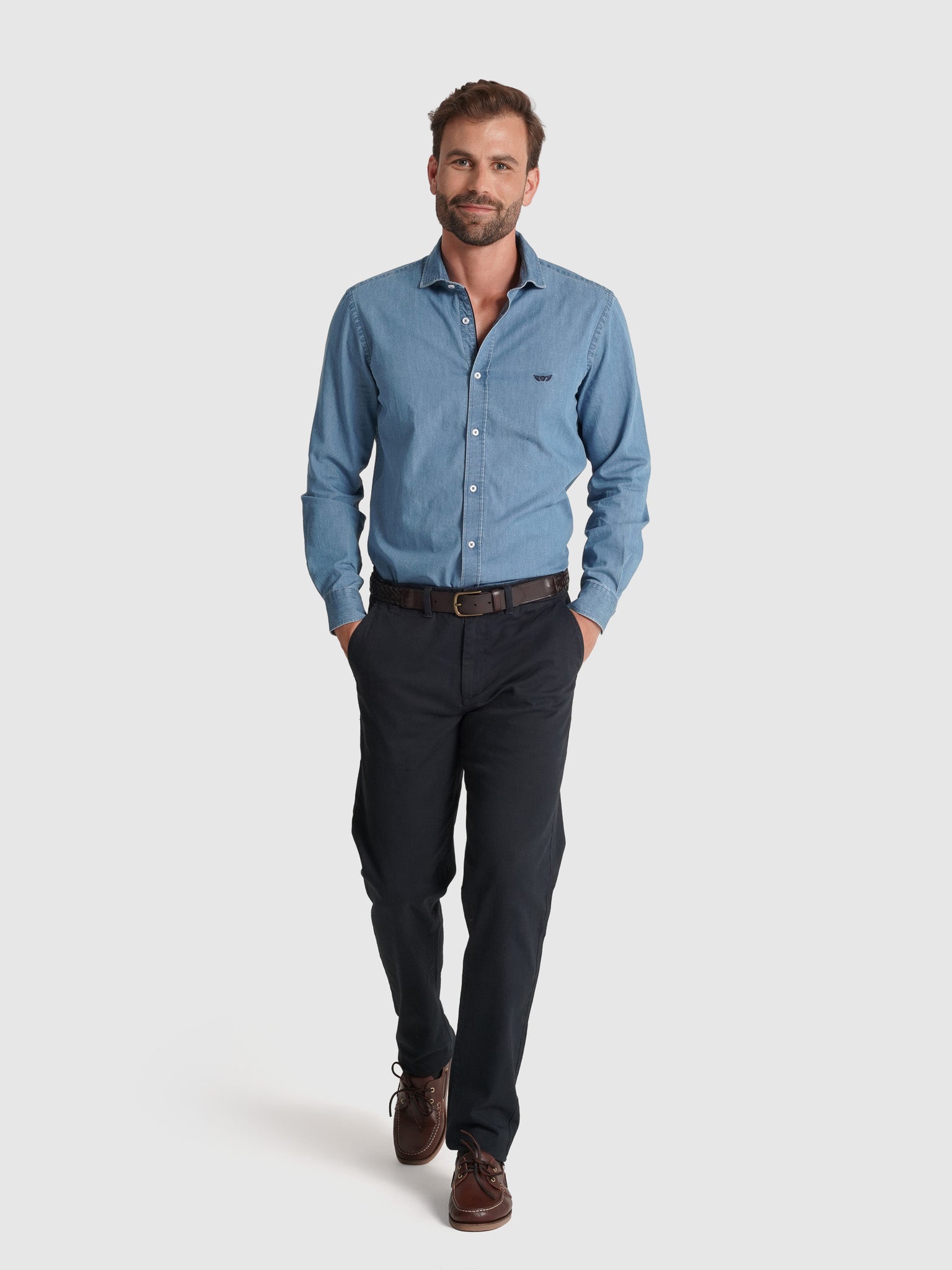 CALÇAS ALGODÃO AZUIS REGULAR FIT MR. BLUE