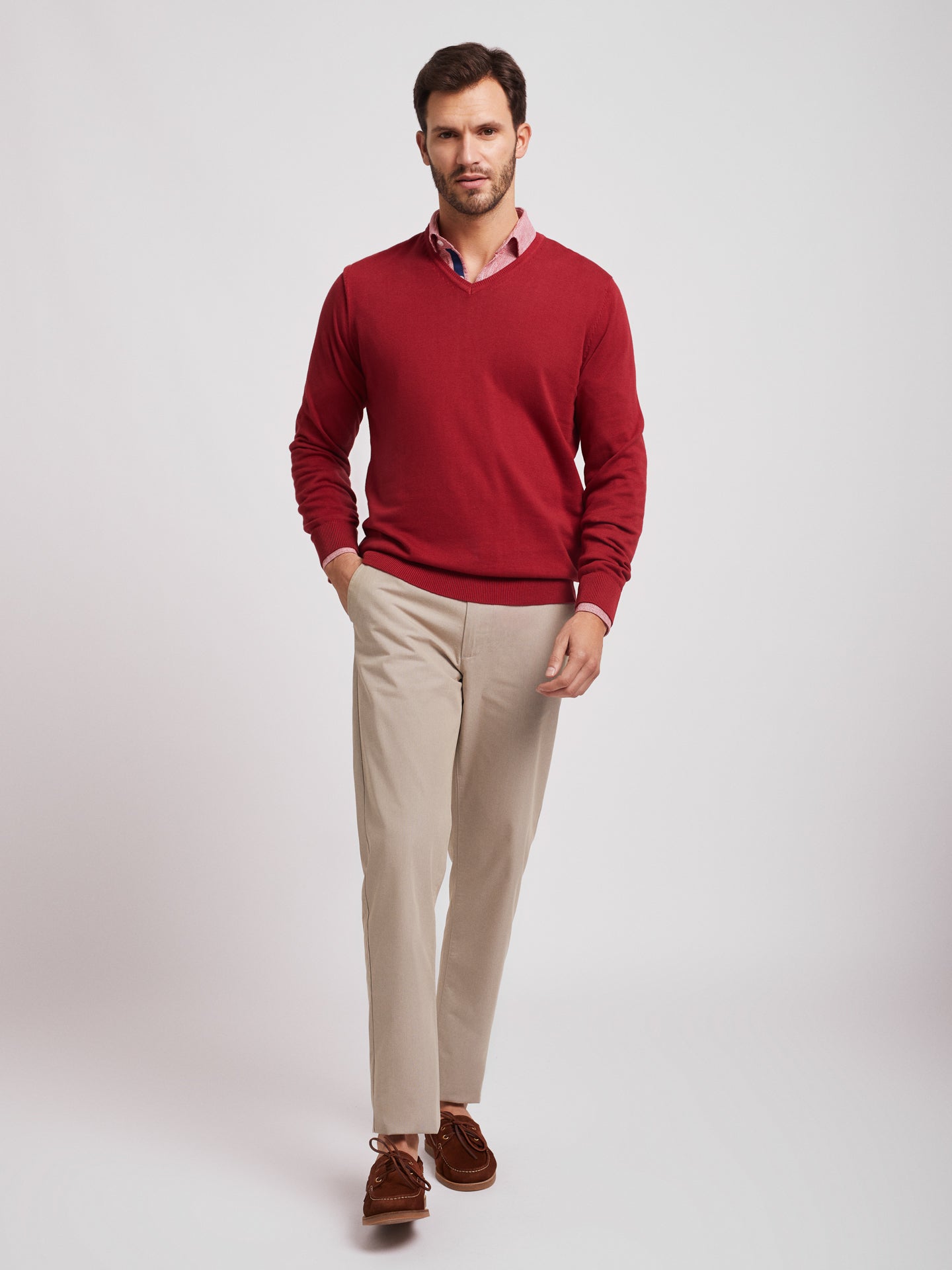 100% Cotton V-Neck Sweater - Mr Blue
