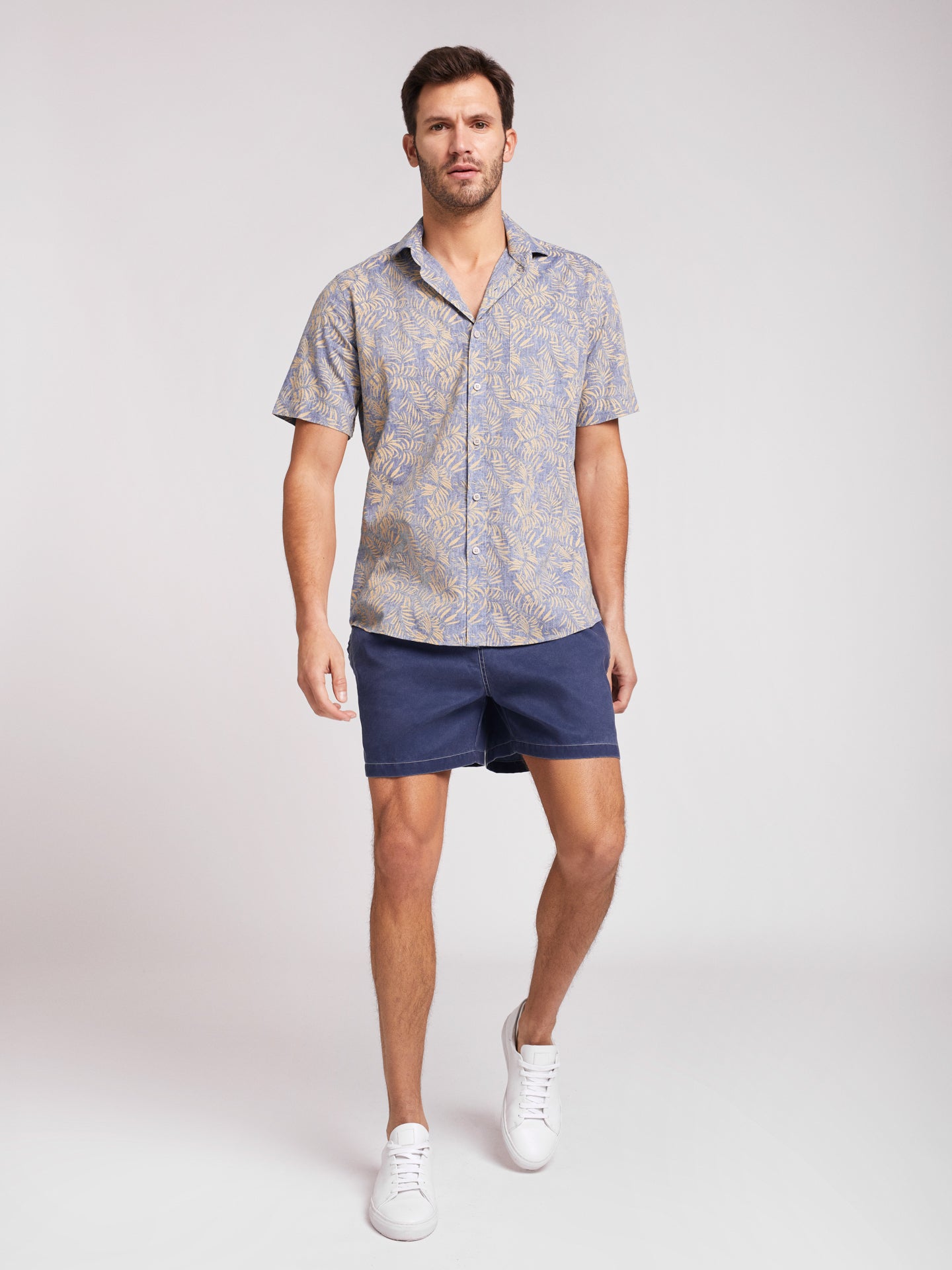 Camisa Regular Fit Lino Azul Mr. Blue