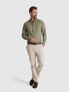 GREEN COTTON SHIRT LONG SLEEVE REGULAR FIT MR. BLUE