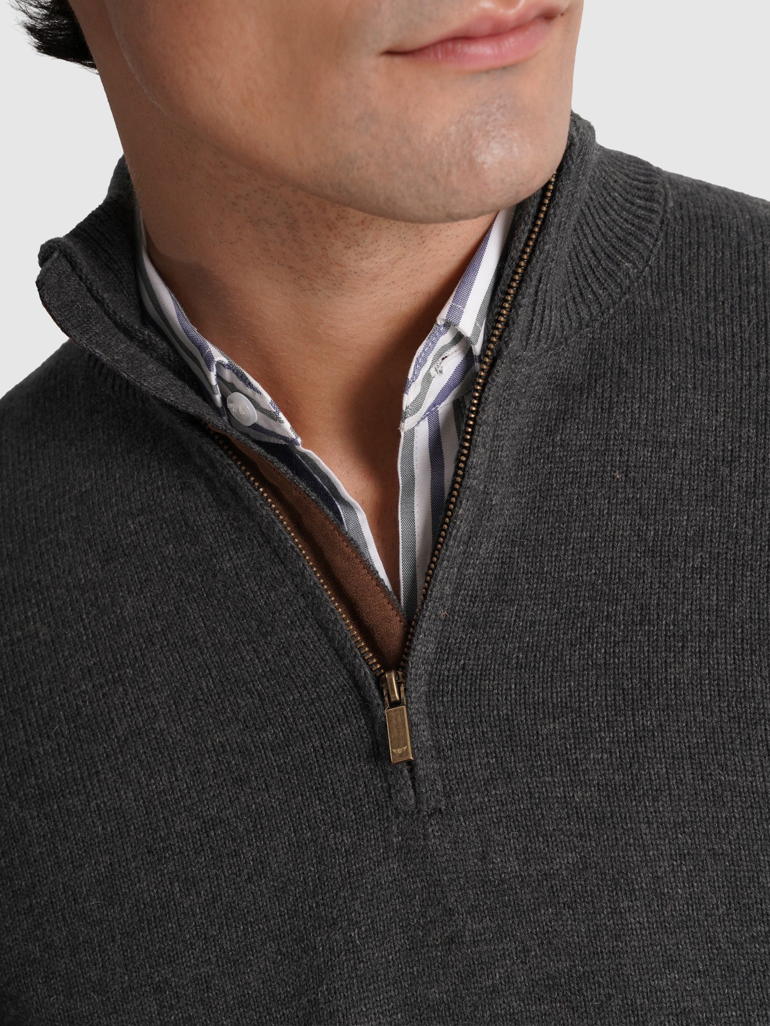 PULLOVER LÃ CINZENTO MANGA COMPRIDA REGULAR FIT MR. BLUE