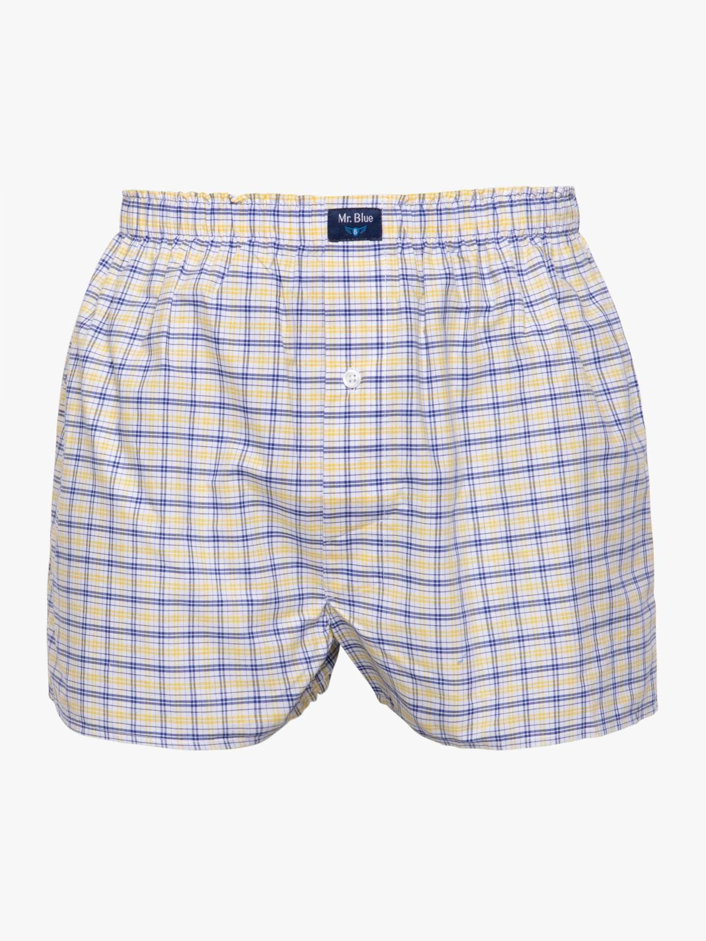 Boxers clássicos riscas s azul, amarelo e branco