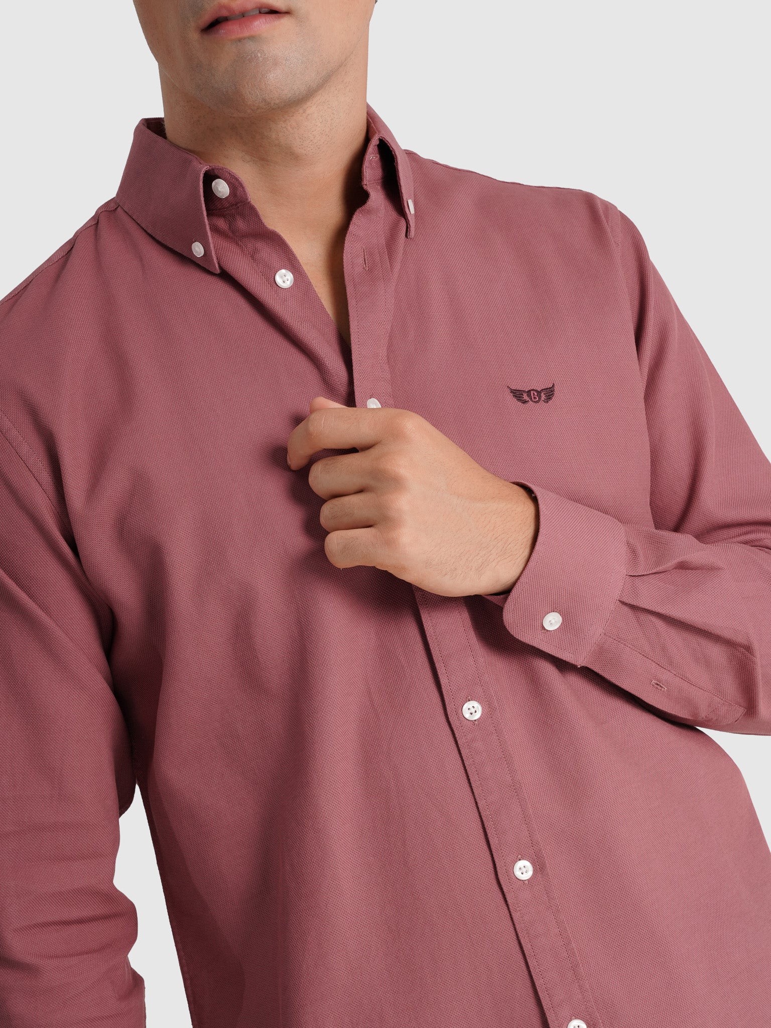 CAMISA ALGODÃO VERMELHA MANGA COMPRIDA REGULAR FIT MR. BLUE