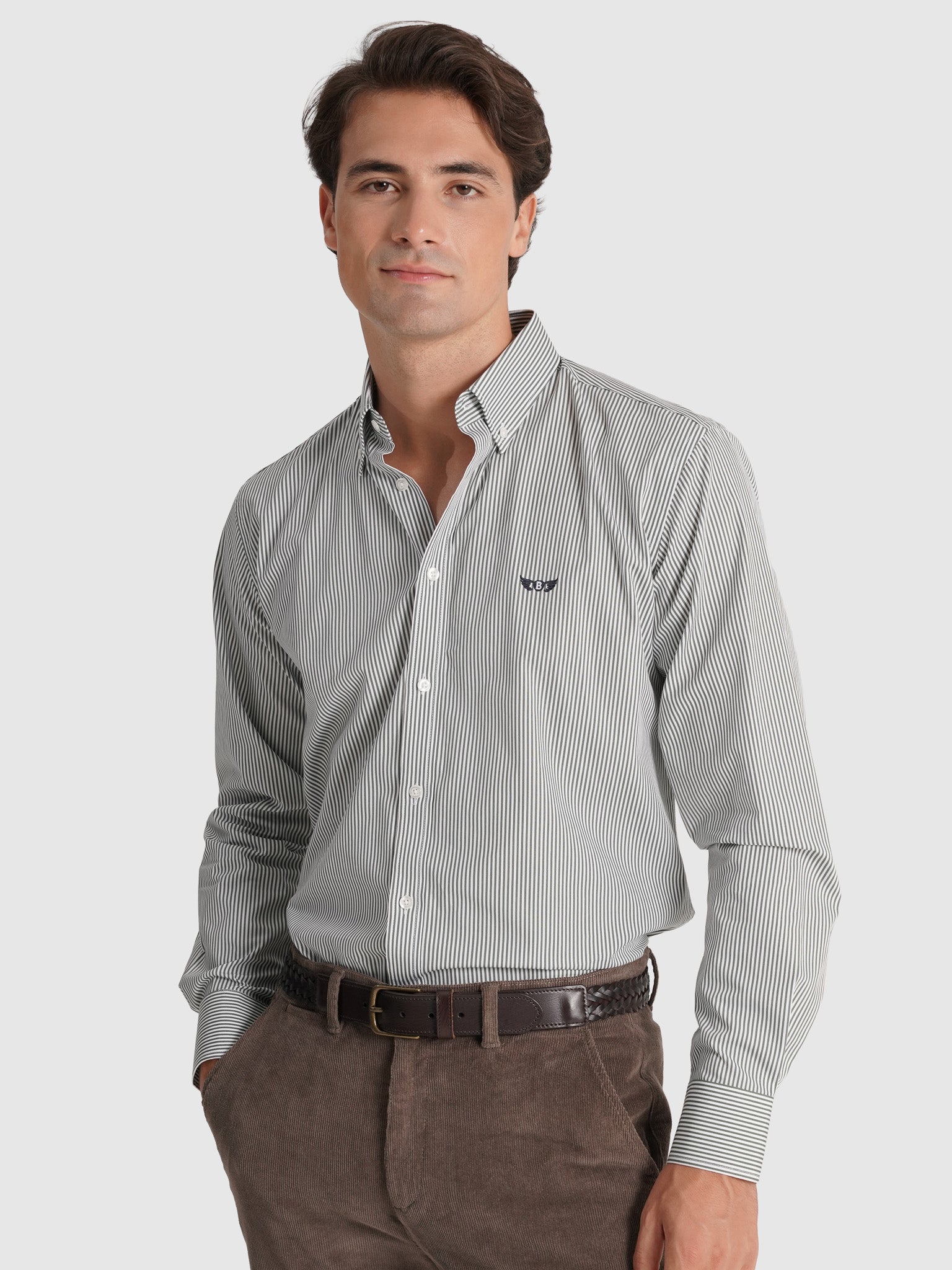 CAMISA ALGODÃO VERDE MANGA COMPRIDA REGULAR FIT MR. BLUE