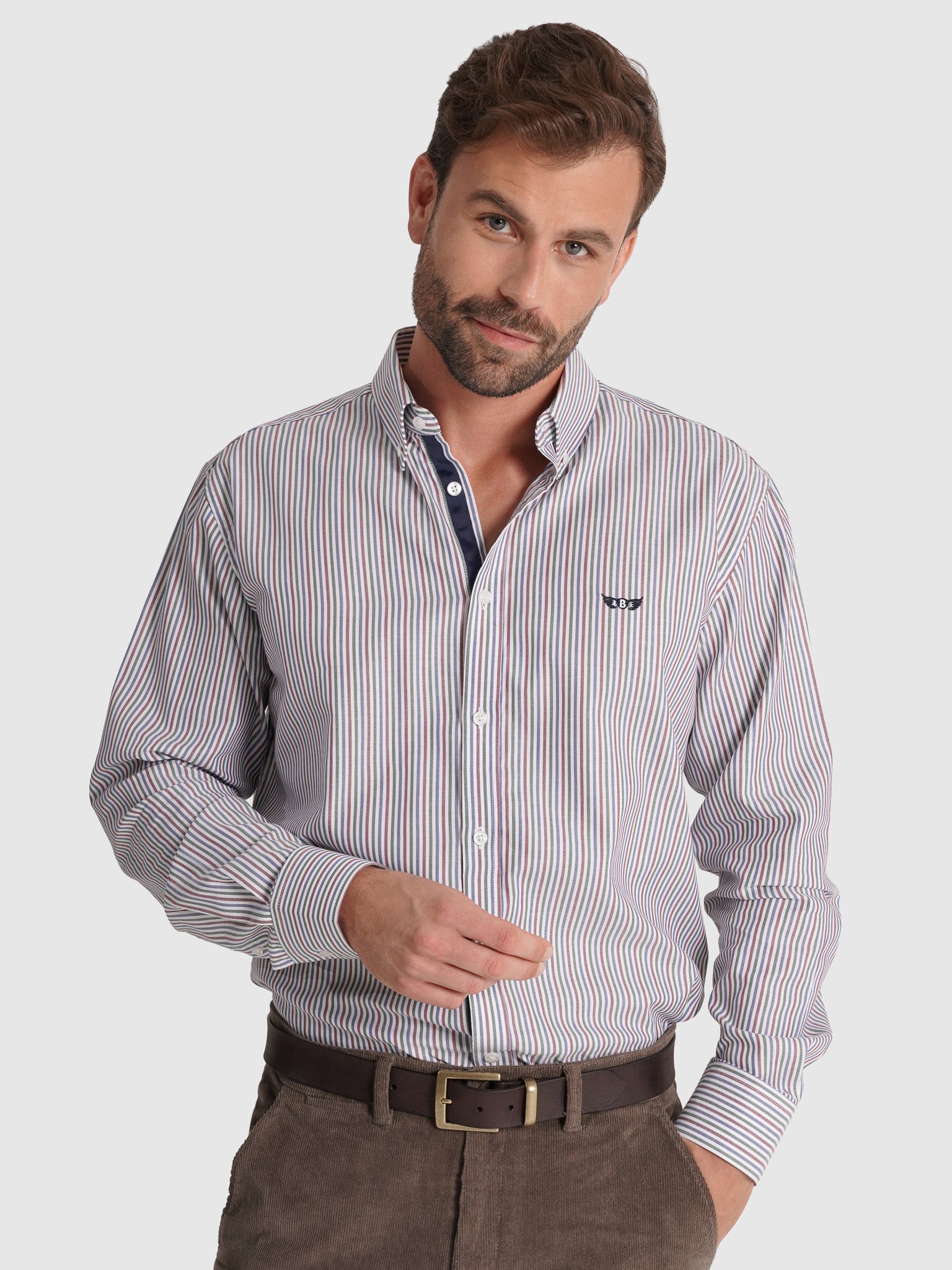 CAMISA ALGODÃO BORDEAUX MANGA COMPRIDA REGULAR FIT MR. BLUE