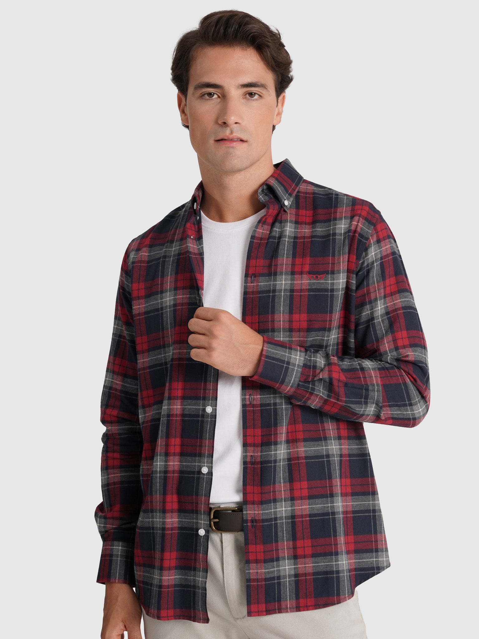 CAMISA FLANELA AZUL MANGA COMPRIDA REGULAR FIT MR. BLUE