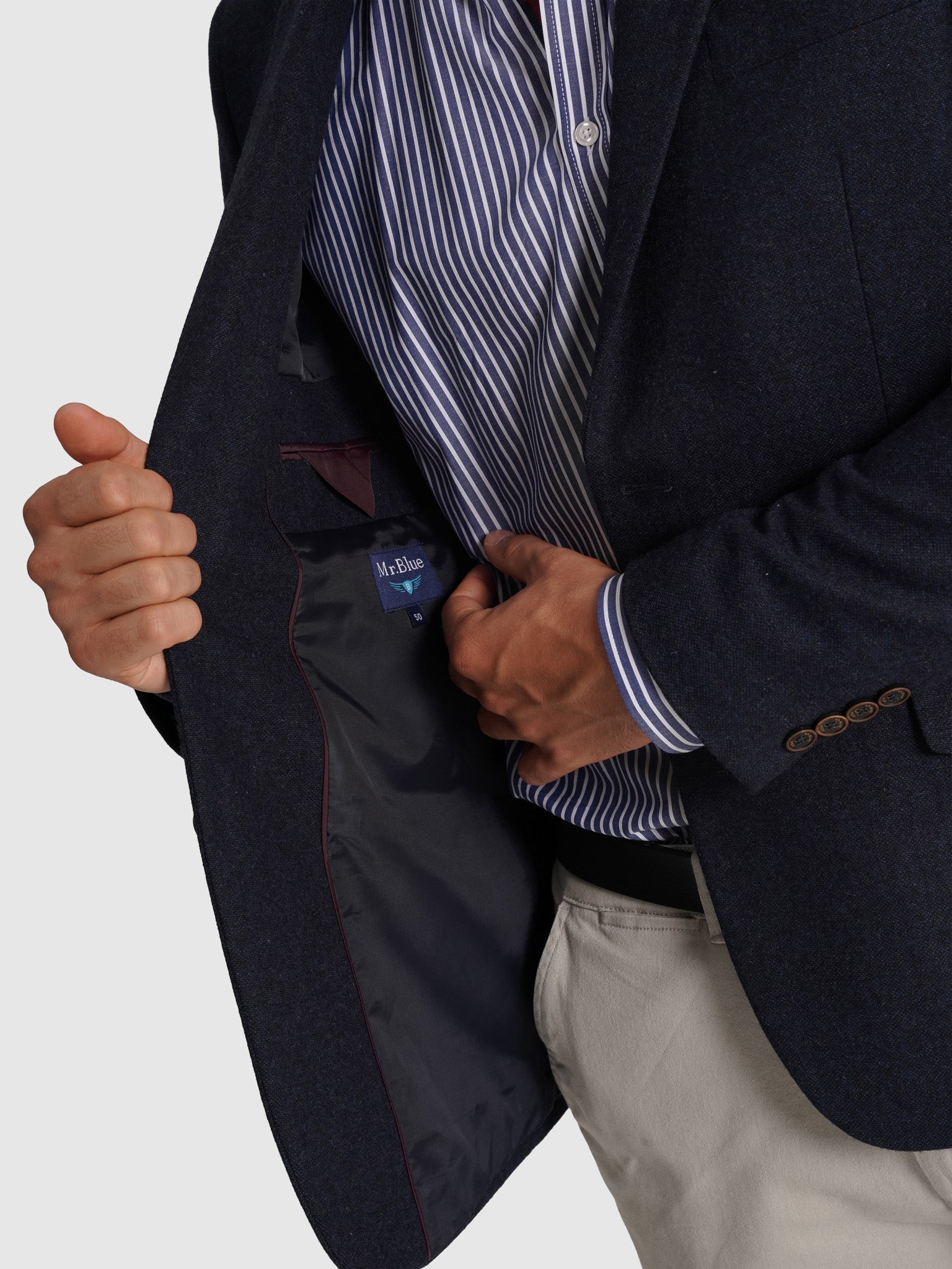 BLAZER LÃ AZUL MANGA COMPRIDA REGULAR FIT MR. BLUE