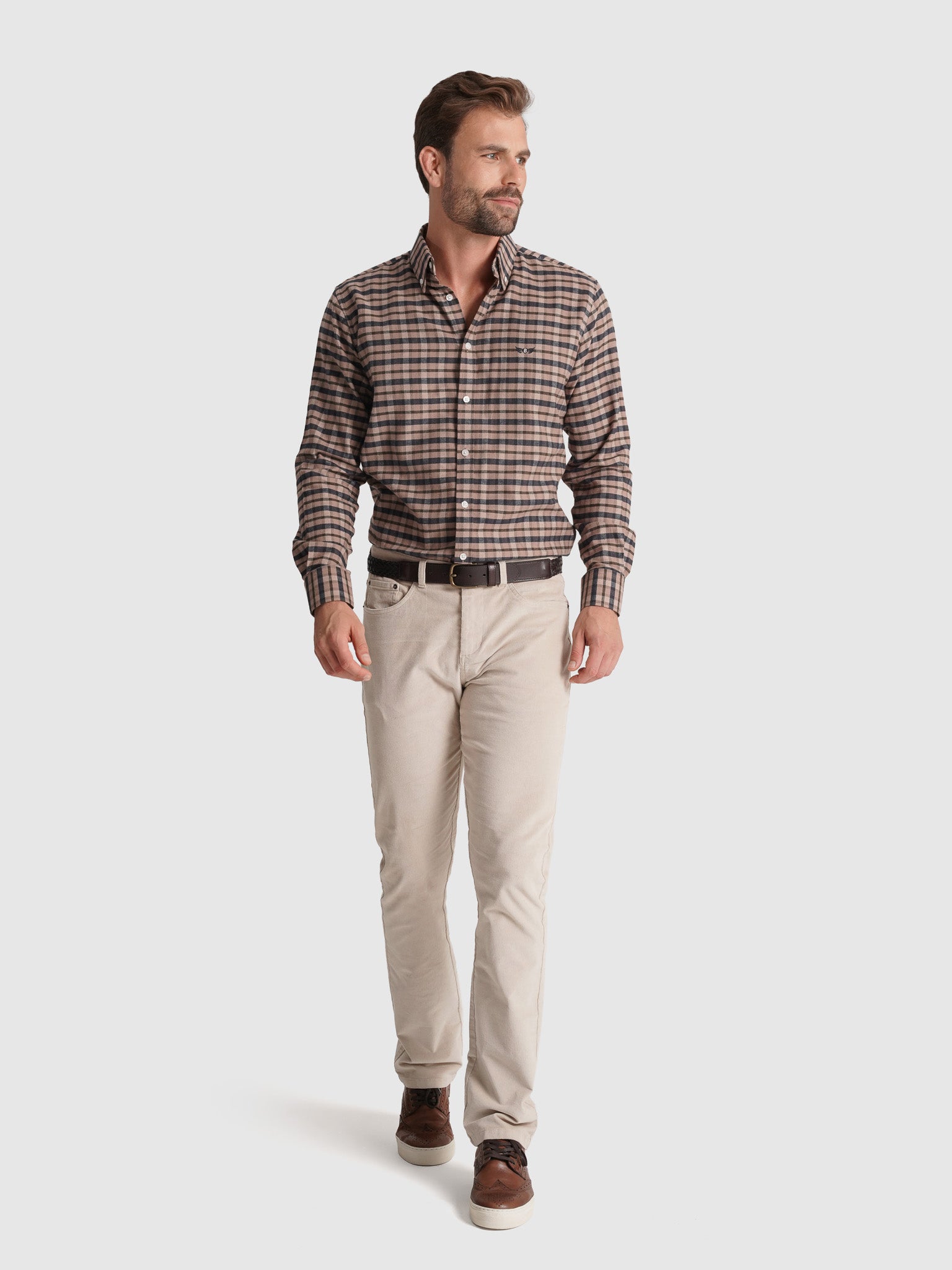 CAMISA ALGODÃO CASTANHA MANGA COMPRIDA REGULAR FIT MR. BLUE