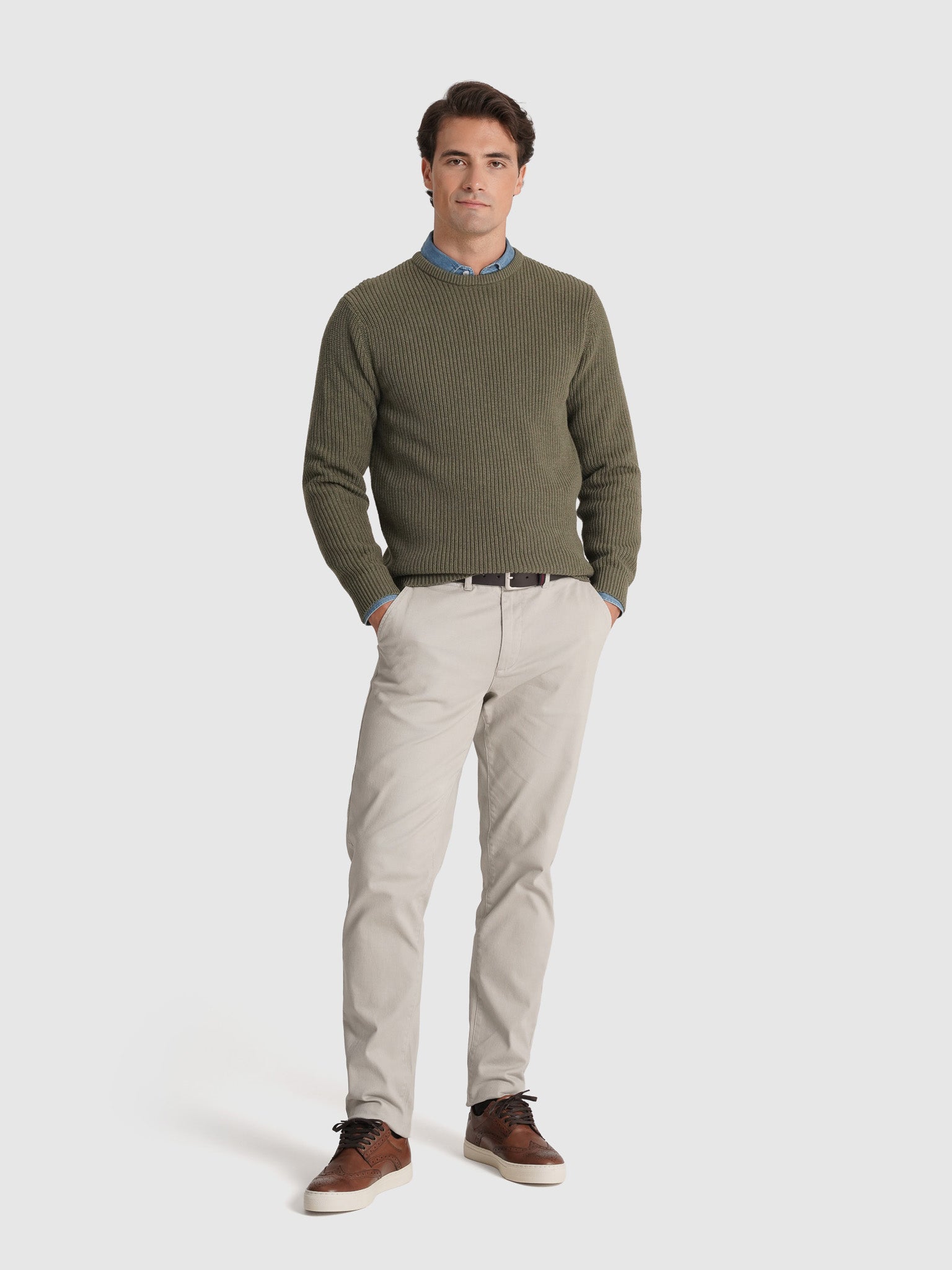 PULLOVER ALGODÃO VERDE MANGA COMPRIDA REGULAR FIT MR. BLUE