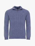 PULLOVER LÃ AZUL COM COTOVELEIRA REGULAR FIT MR. BLUE