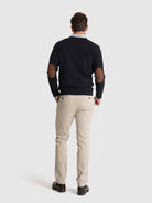 PULLOVER LÃ AZUL COM COTOVELEIRA REGULAR FIT MR. BLUE