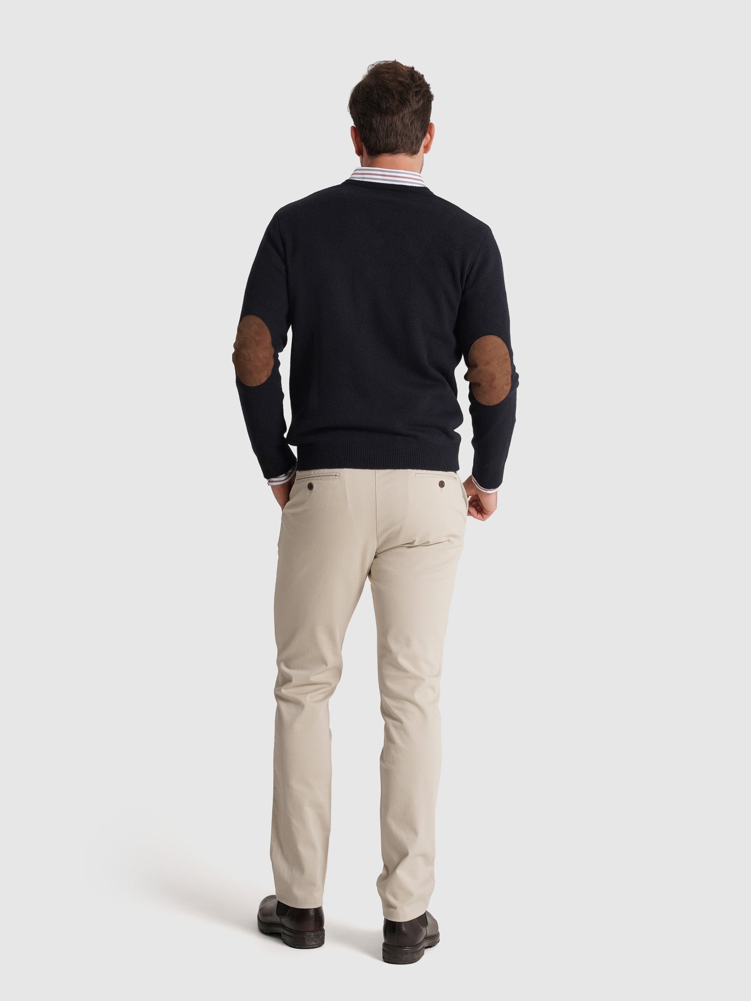 PULLOVER LÃ AZUL COM COTOVELEIRA REGULAR FIT MR. BLUE