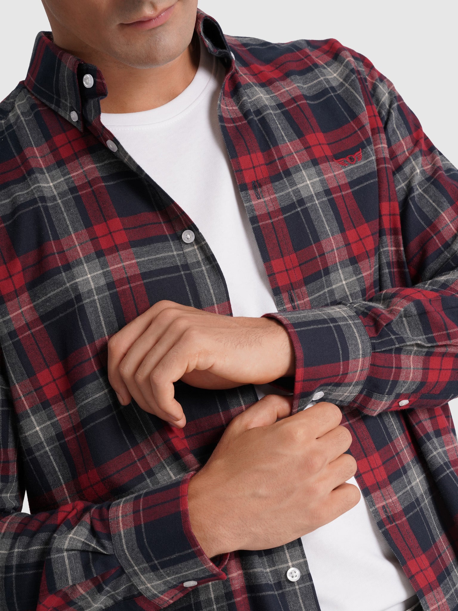 CAMISA FLANELA AZUL MANGA COMPRIDA REGULAR FIT MR. BLUE