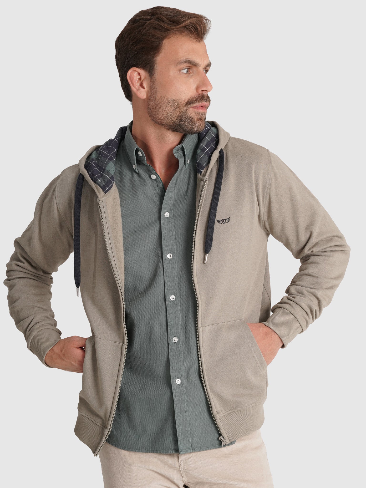 HOODIE ALGODÃO VERDE MANGA COMPRIDA REGULAR FIT MR. BLUE