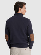 PULLOVER LÃ AZUL COM COTOVELEIRA REGULAR FIT MR. BLUE