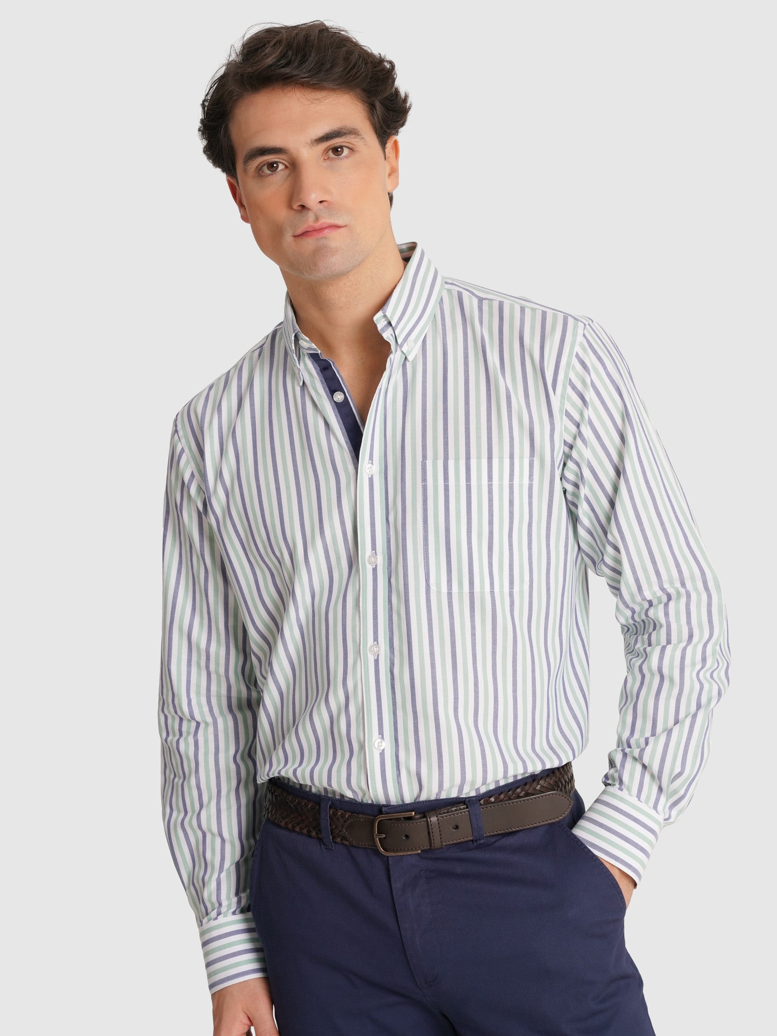 CAMISA ALGODÃO AZUL MANGA COMPRIDA REGULAR FIT MR. BLUE