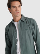 CAMISA BOMBAZINE VERDE MANGA COMPRIDA TAILORED FIT MR. BLUE