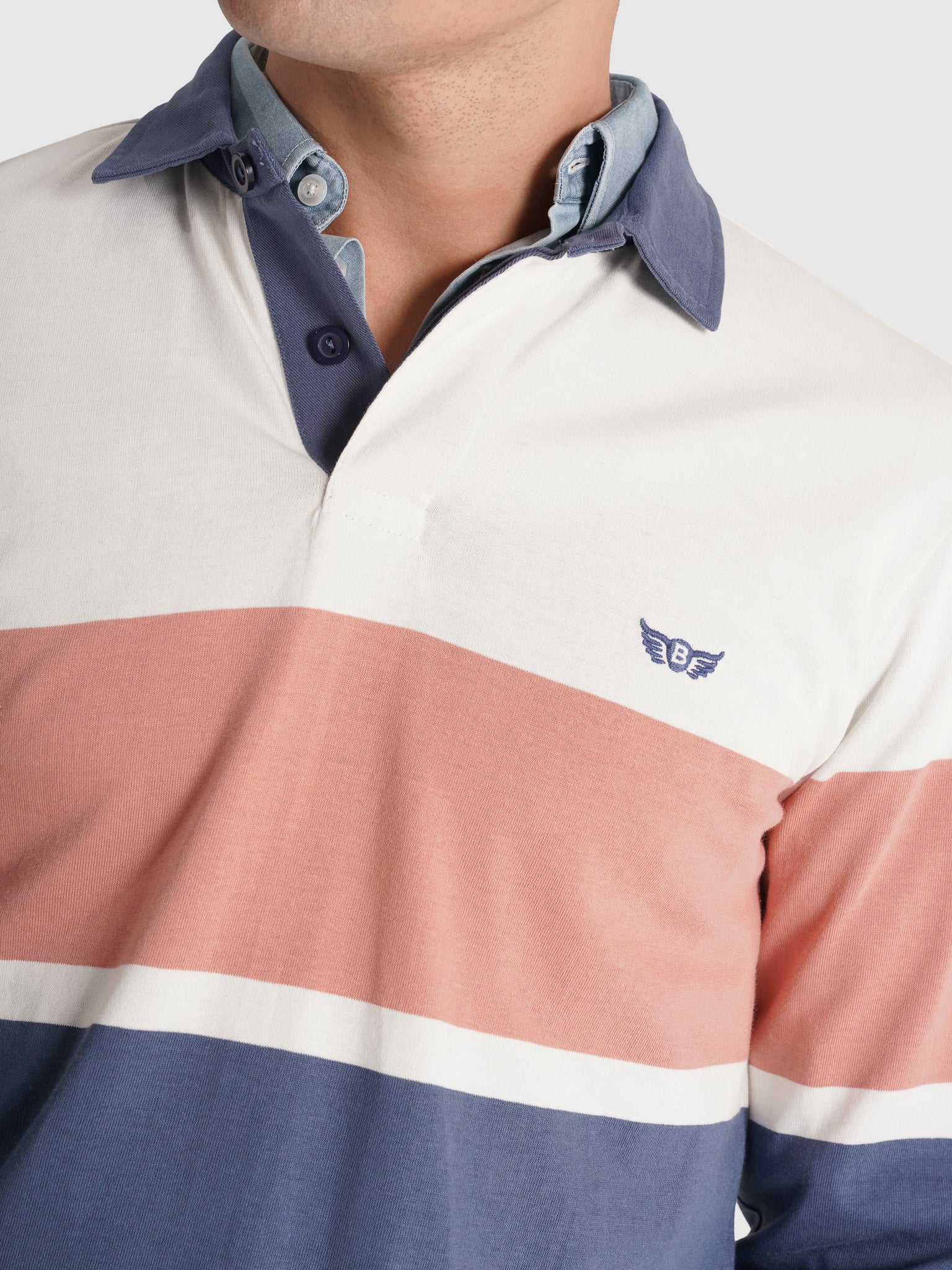 RUGBIE ALGODÃO AZUL MANGA COMPRIDA REGULAR FIT MR. BLUE