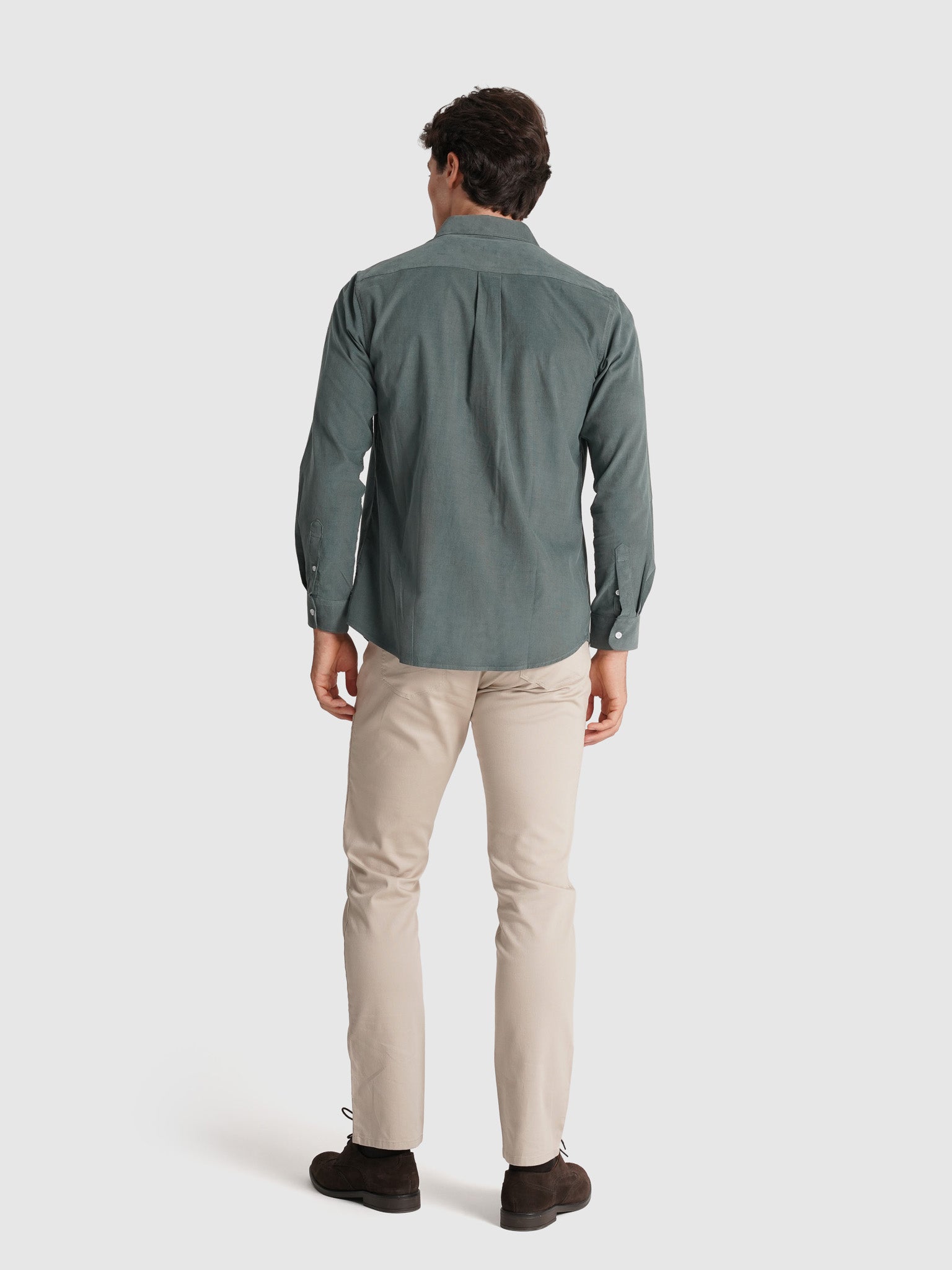 CAMISA BOMBAZINE VERDE MANGA COMPRIDA TAILORED FIT MR. BLUE