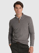 PULLOVER LÃ CINZENTO COM COTOVELEIRA REGULAR FIT MR. BLUE