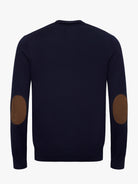 PULLOVER ALGODÃO AZUL COM COTOVELEIRA REGULAR FIT MR. BLUE