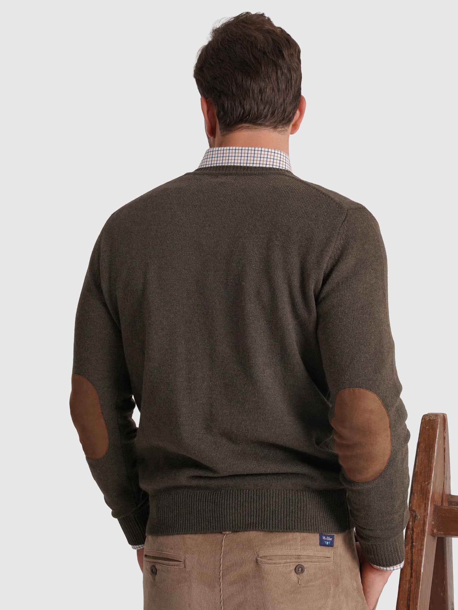 Pullover Lã Verde Com Cotoveleira Regular Fit Mr. Blue