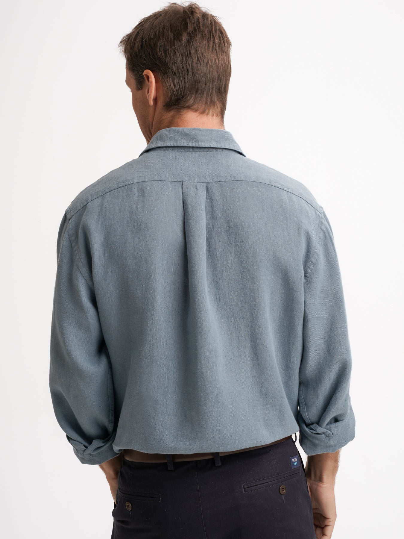 Camisa Tailored Fit Linho Azul Mr. Blue