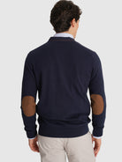PULLOVER AZUL COM COTOVELEIRA REGULAR FIT MR. BLUE