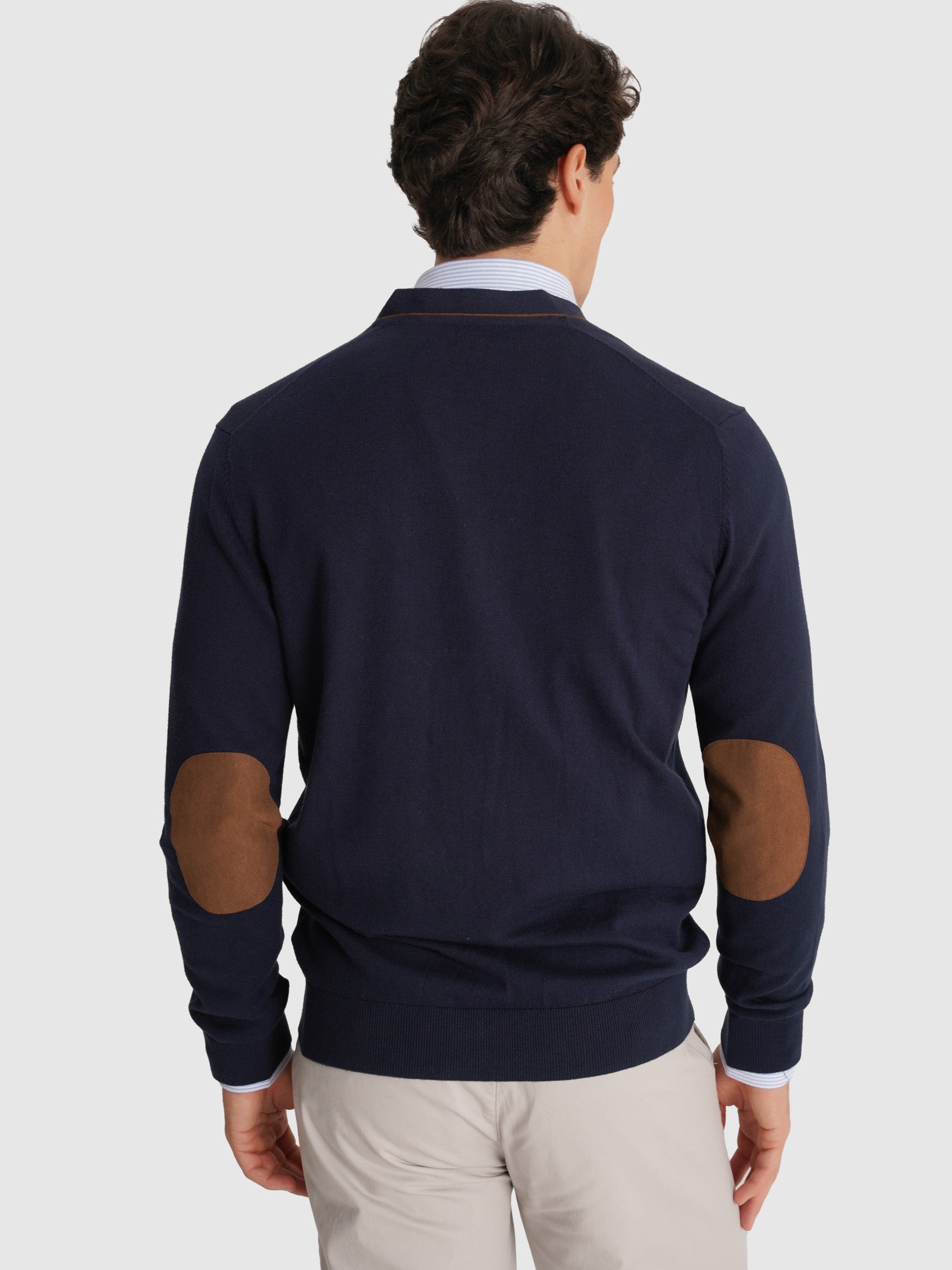 PULLOVER AZUL COM COTOVELEIRA REGULAR FIT MR. BLUE